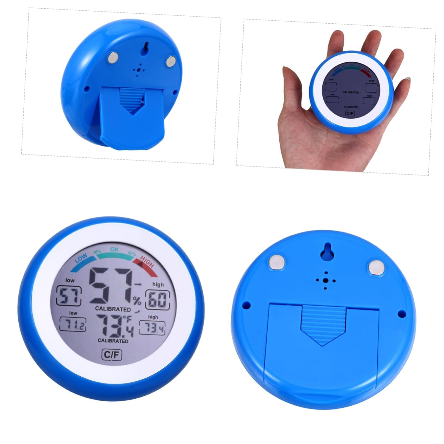 GALPADA Multi-Functional Digital Display Thermometer Hygrometer Indoor Temperature Gauge with Humidity Level Icons round LCD Screen Wall-Mountable and Desk-Ready for Home and Plant image number 1