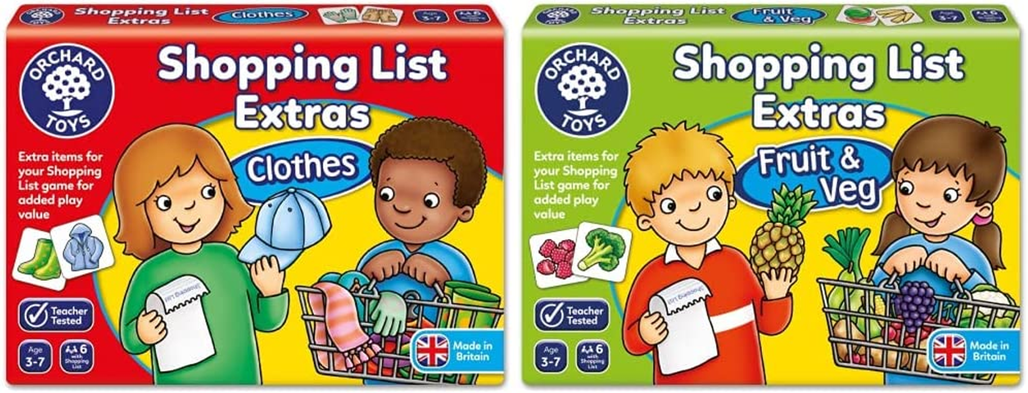 Orchard Toys - Shopping List Booster - Clothes & - Shopping List Booster - Fruit and Veg