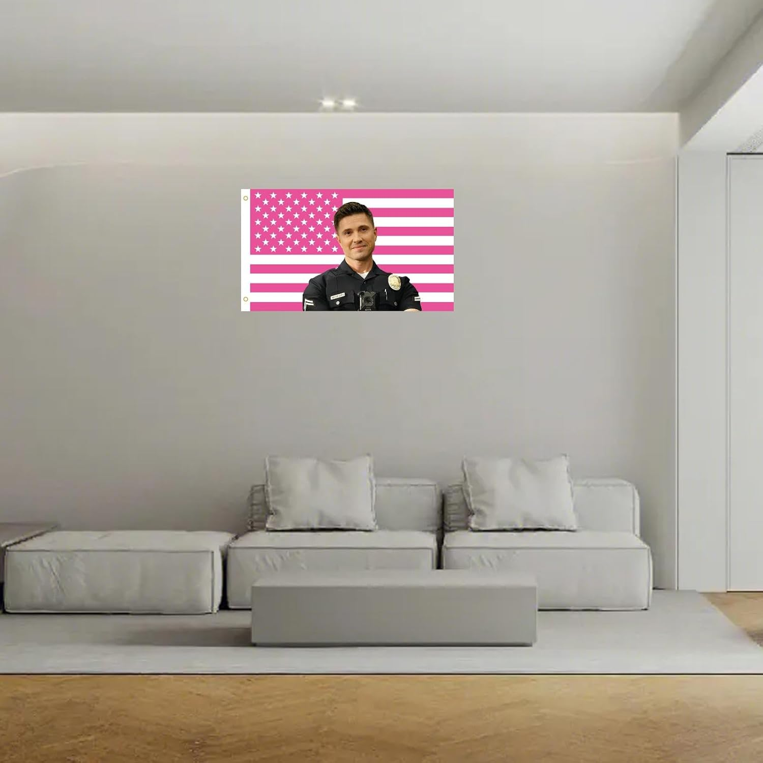 MAGJIUKE Tim Bradford American the Rookie Flag Wall Tapestry,Pink Eric Winter Wall Hanging Decor for Bedroom,3X5 Ft image number 4
