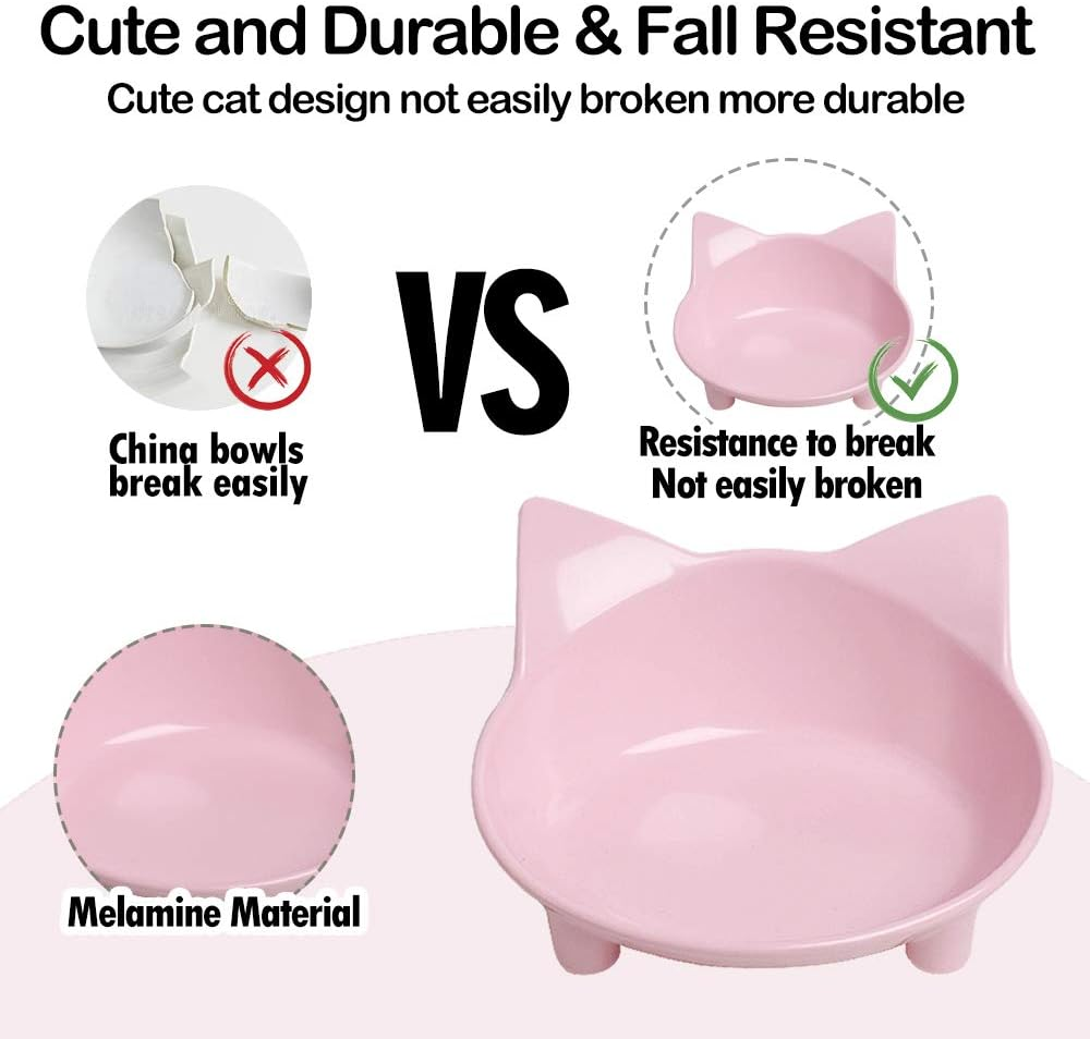 Rapsrk Cat Food Bowl, Non-Slip, Shallow Design, Bpa-Free, 24 Ounces, Dishwasher Safe