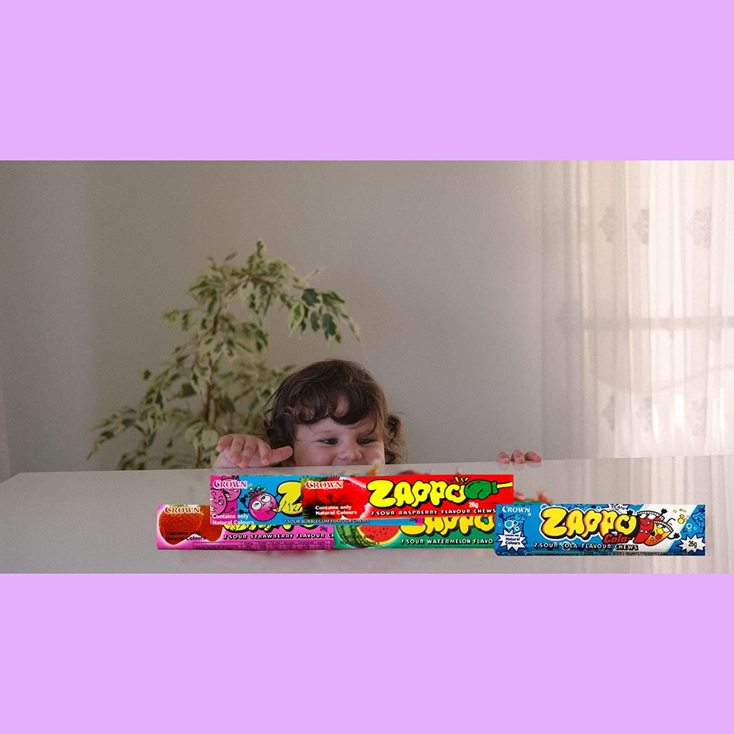 Zappo Chews Variety Pack - 21 Assorted Flavours - All-Natural Coloured Chews - 26G per Pack - Bulk Value Pack for Parties, Holidays, Games and Movie Nights, and Halloween Treats - Classic Sweets in a Box image number 2