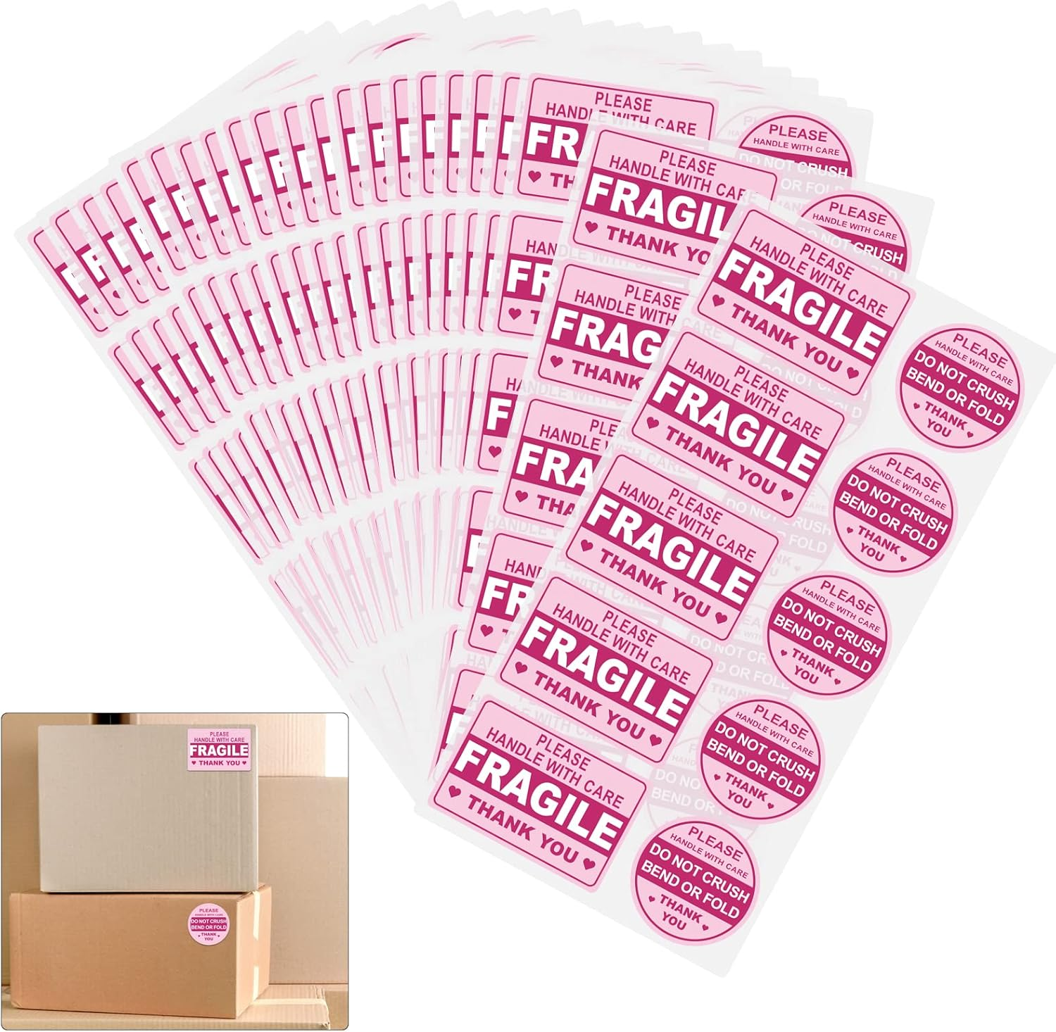 600 PCS Fragile Stickers for Shipping Do Not Trample or Fold Stickers Do Not Drop Labels for Shipping Mailing Envelops Cartons Pallets Adhesive Labels image number 1