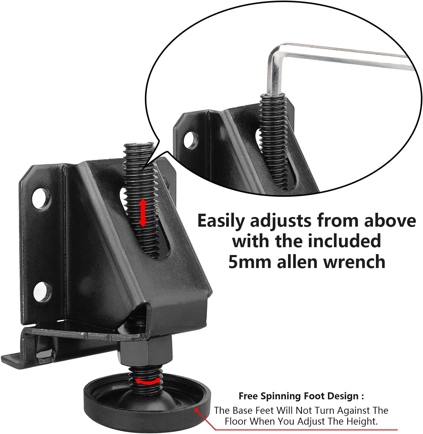 Anwenk Leveling Feet Heavy Duty Furniture Levelers Adjustable Table Leg Leveler W/Lock Nuts for Furniture,Table, Cabinets, Workbench,Shelving Units and More (8) - L-Shaped Leveler image number 4