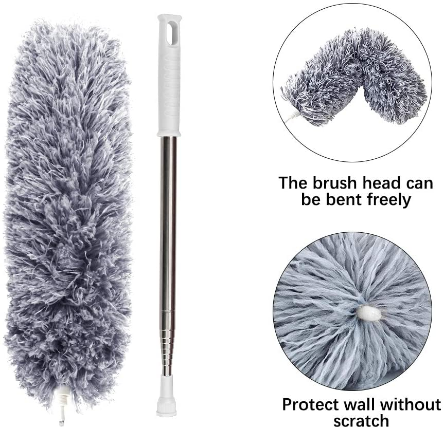 DELUX Microfiber Feather Duster Extendable Cobweb Duster with 100 Inches Extra Long Pole, Bendable Head & Scratch-Resistant Hat for Cleaning Ceiling Fan, High Ceiling, Blinds, Furniture & Cars image number 4
