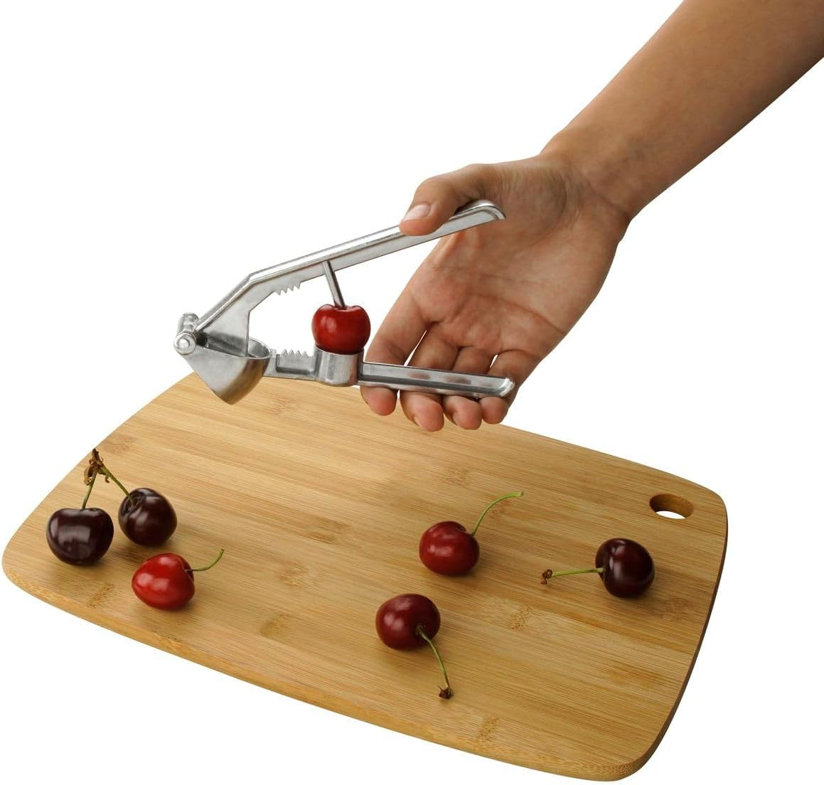 Fackelmann 45606 6.1" Aluminum Garlic Press with Olive Stoner, Silver image number 5