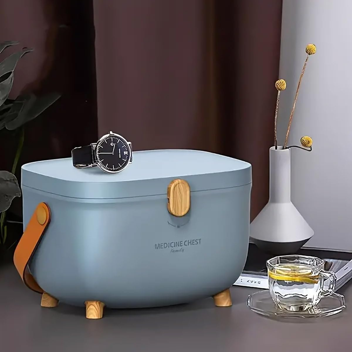 AIMALL Double-Layer Family Medicine Storage Box, Durable Plastic Household Organizer, 11X7.87X7.09 Inches, Rotatable Lock, Three Colors image number 5