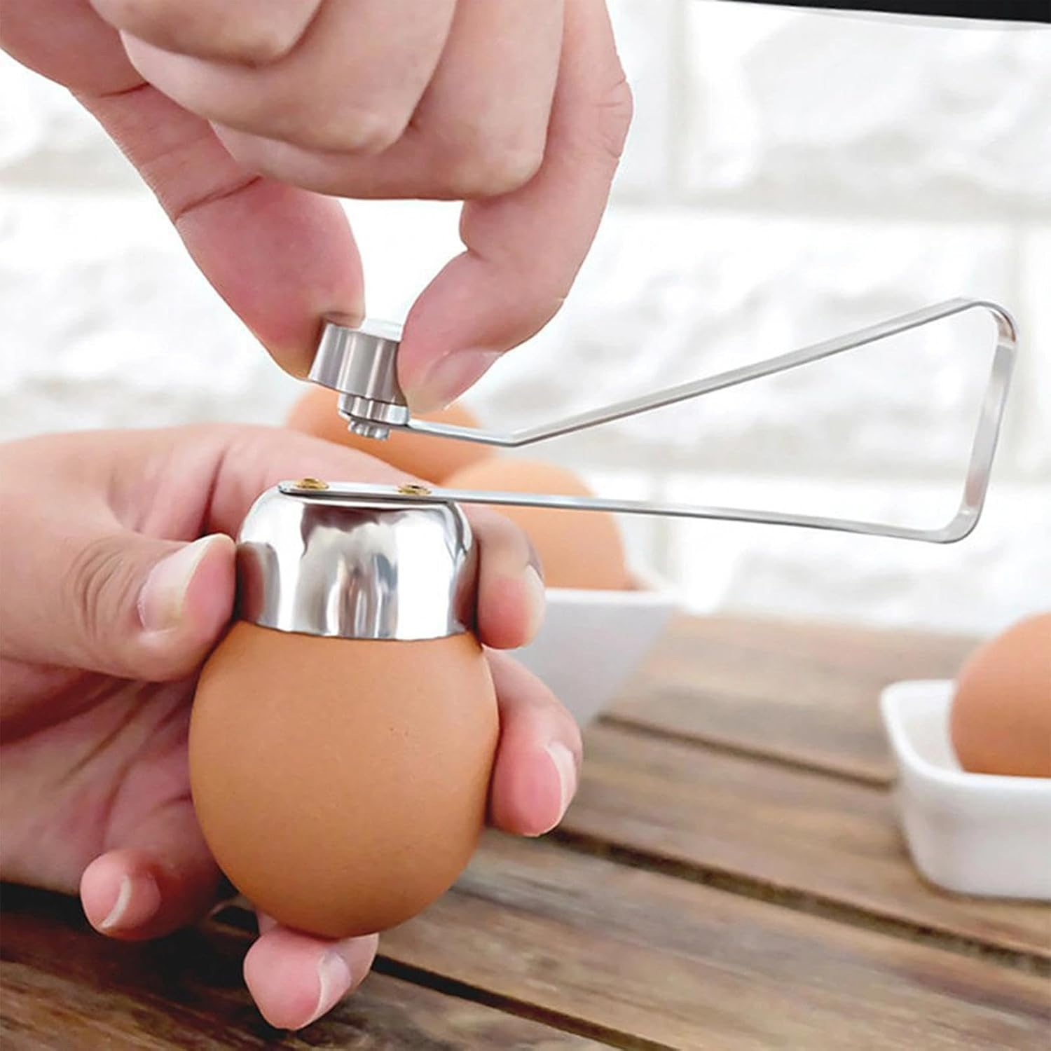 Egg Topper Stainless Steel Shell Opener Cutter Handheld Egg Cracker Tool Eggs Separator Cracker for Raw or Soft Hard Boiled Egg Kitchen Gadgets Boiled Egg Cutter image number 2