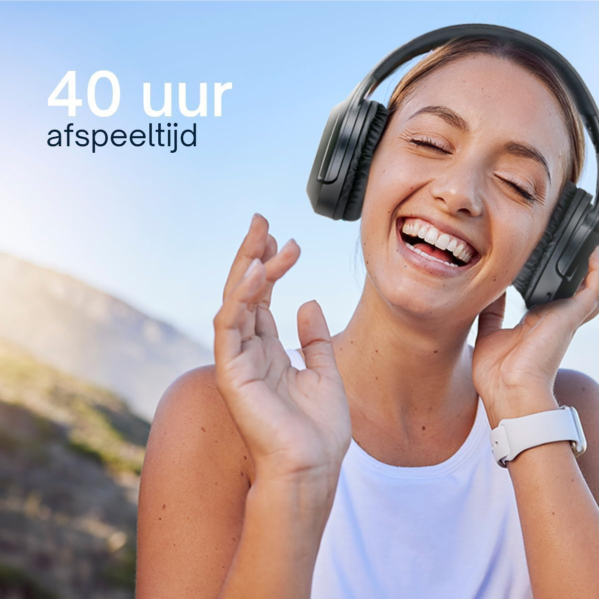 Grundig Bluetooth Over-Ear Headphones - Wireless with 10M Range, 40 Hours Playtime, Noise Cancelling, Includes 3.5Mm Audio Cable and USB-C Charging Cable - Black image number 2