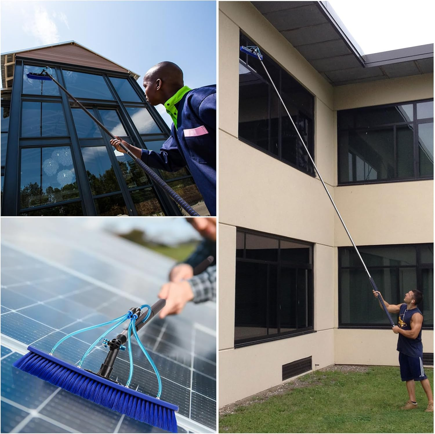 Water Fed Pole Kit, Window Solar Panel Cleaning Kit, 12M Window Washing Cleaner Equipment, Outdoor Windows Glass Water Brush Cleaner Tool image number 2