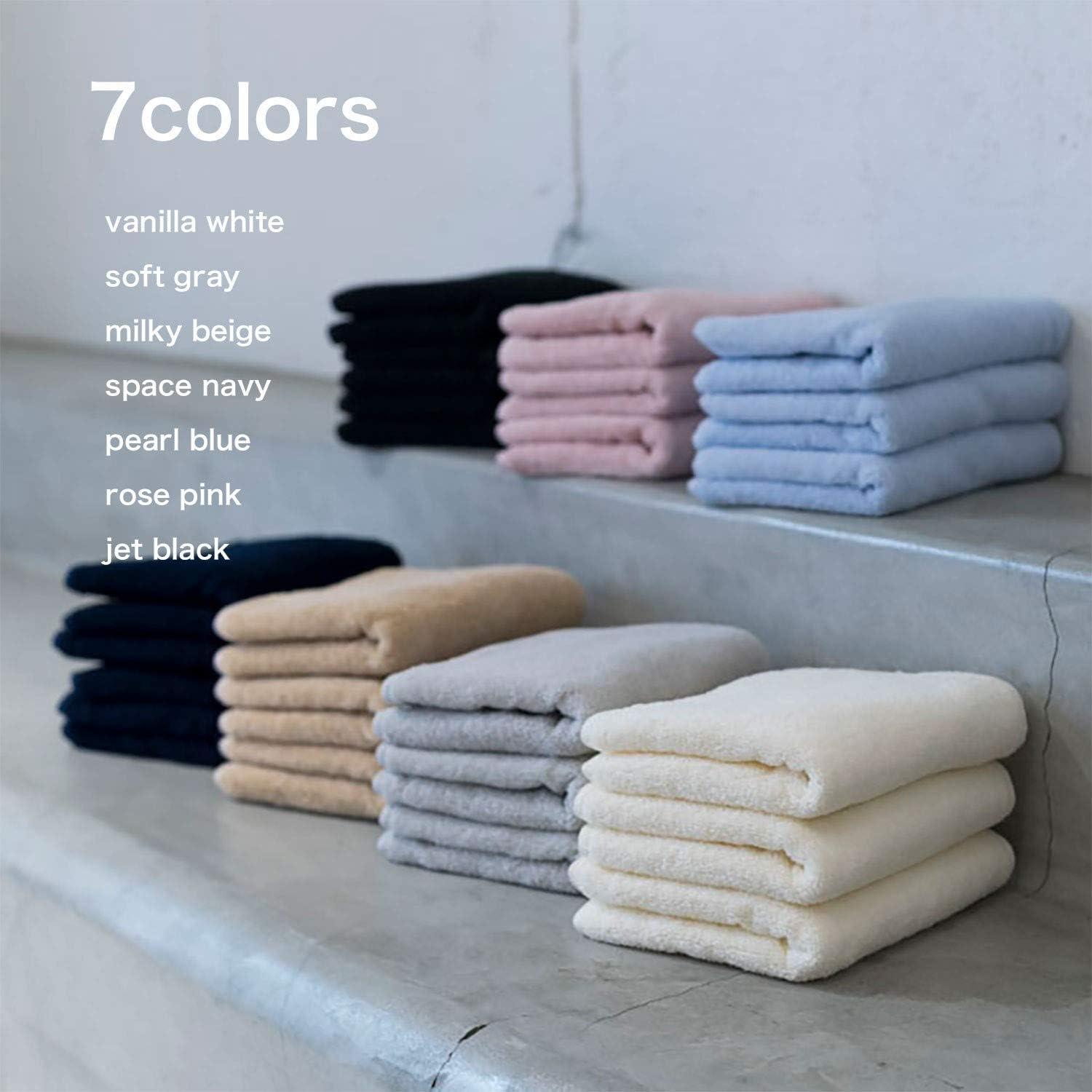 Towel Laboratory, Everyday Simple, #001, Bath Towels, Set of 4, Fast Absorbent, Quick Drying, 100% Cotton, Durable, Less Pilling (Family Pack/Different Colors for Families) Japan Technology image number 2