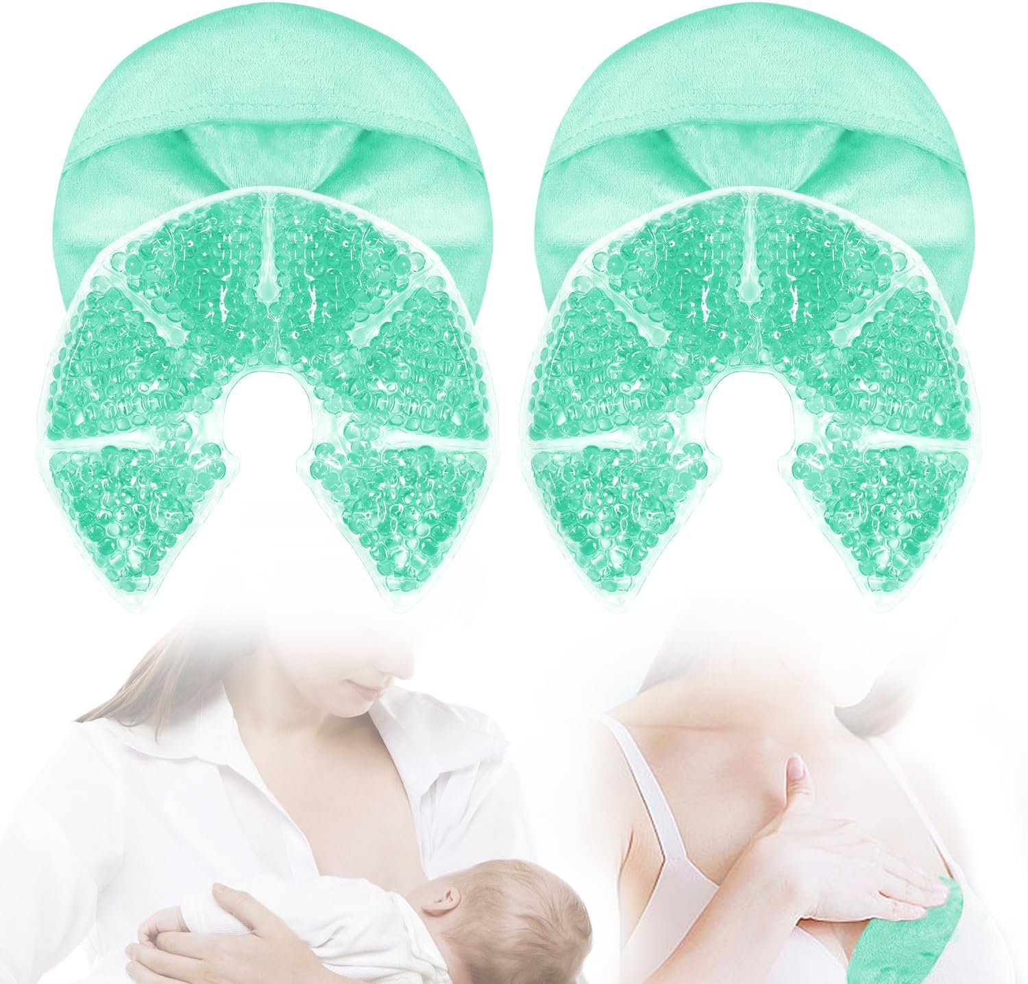 Hot Cold Gel Bead Breast Therapy Pack,Breast Ice Packs for Breastfeeding,Relief for Breastfeeding,Nursing Pain, Mastitis,Engorgement,Plugged Ducts, Boost Milk Let-Down & Production (#42 Purple)