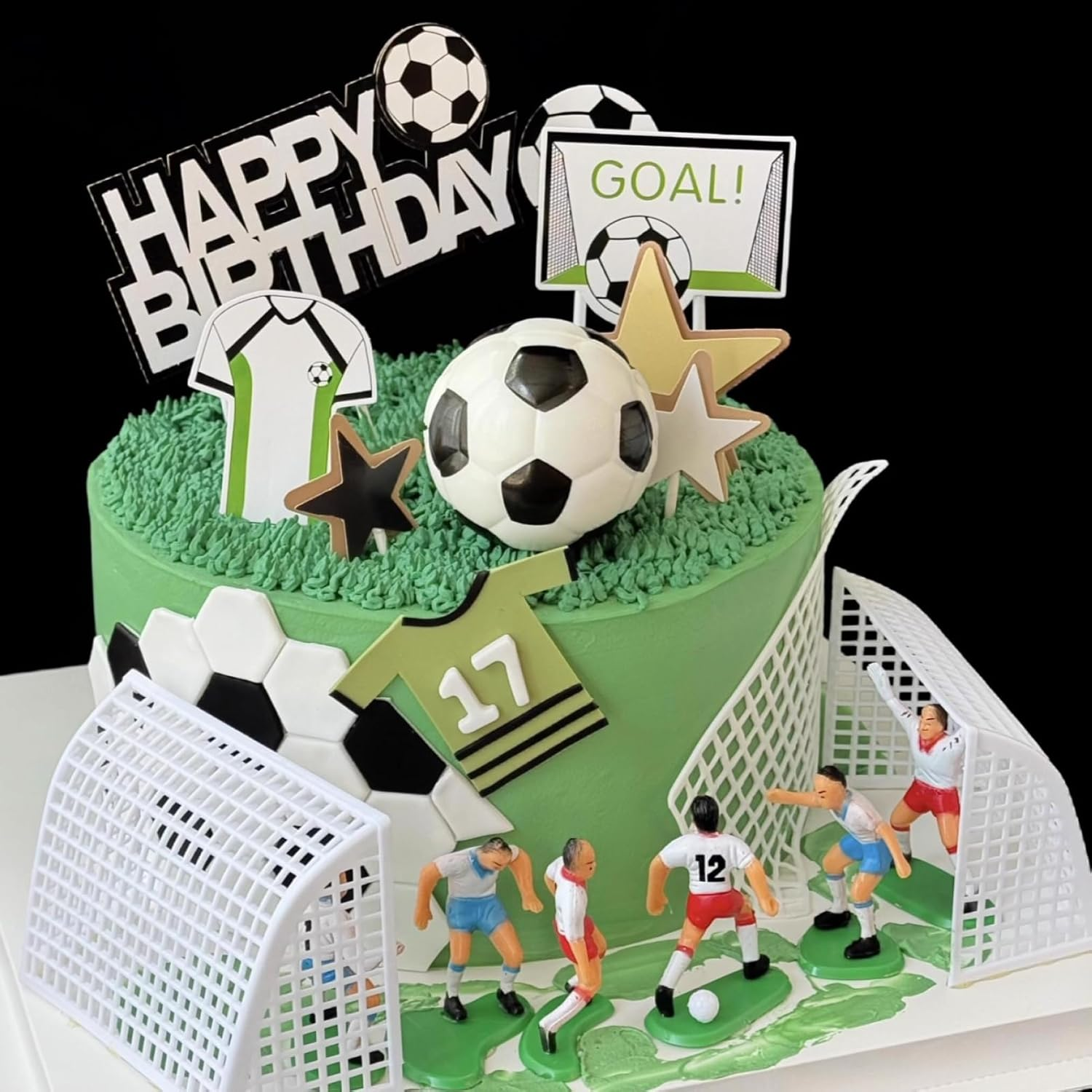 14 PCS Soccer Cake Topper Decorations 2.3 Inch Soccer Ball Models, Happy Birthday Cake Topper Set for Soccer Party Decorations and Football Theme Cake Decorations for Boys and Men&rsquo;S Birthday Parties image number 2