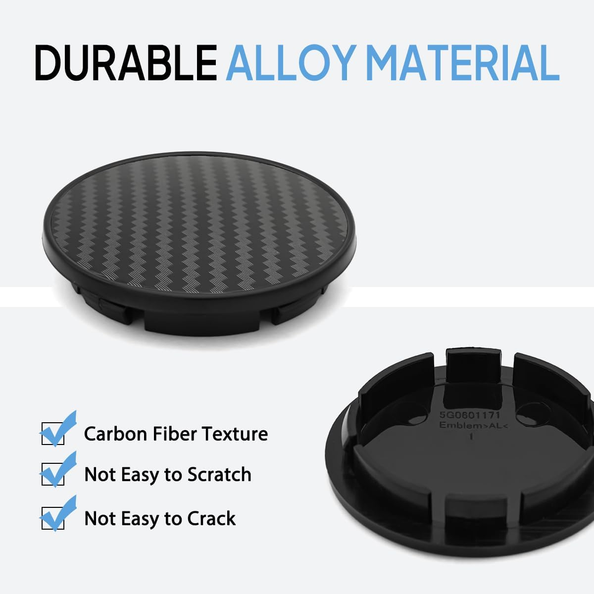 4 Pcs Car Wheel Hub Cap Fit for VW Volkswagen,Auto Wheel Hub Cover for VW Volkswagen Car Accessory Wheel Hubs Black Carbon Fiber(Outer Diameter 65Mm/2.56In, Inner Diameter 55.8Mm/2.2In) image number 4