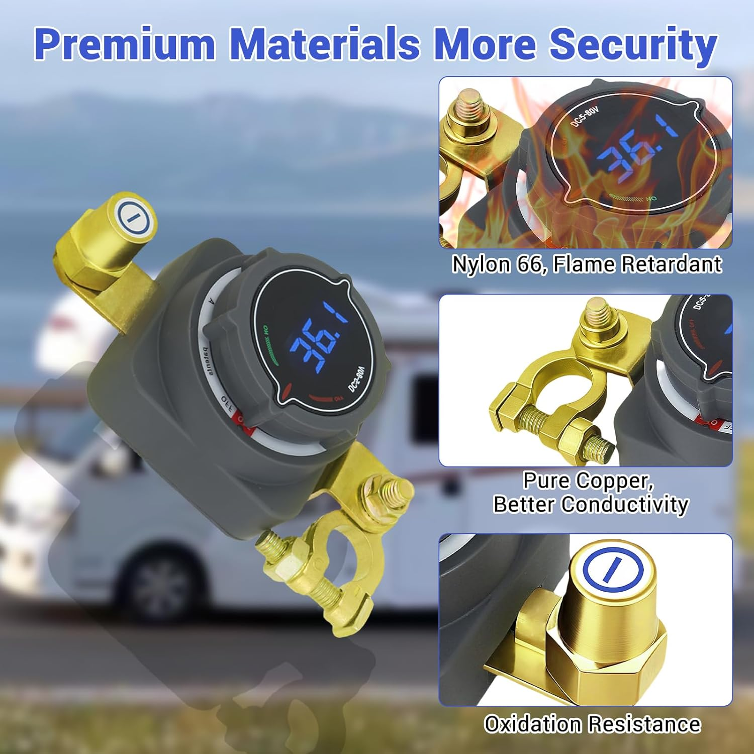 AULESSE Battery Isolation Switch 300A with Voltmeter High Power Battery Disconnect Switch 12V 24V 36V 48V Cut/Shut off for Cars Trucks Boats Yachts Rvs Atvs image number 5