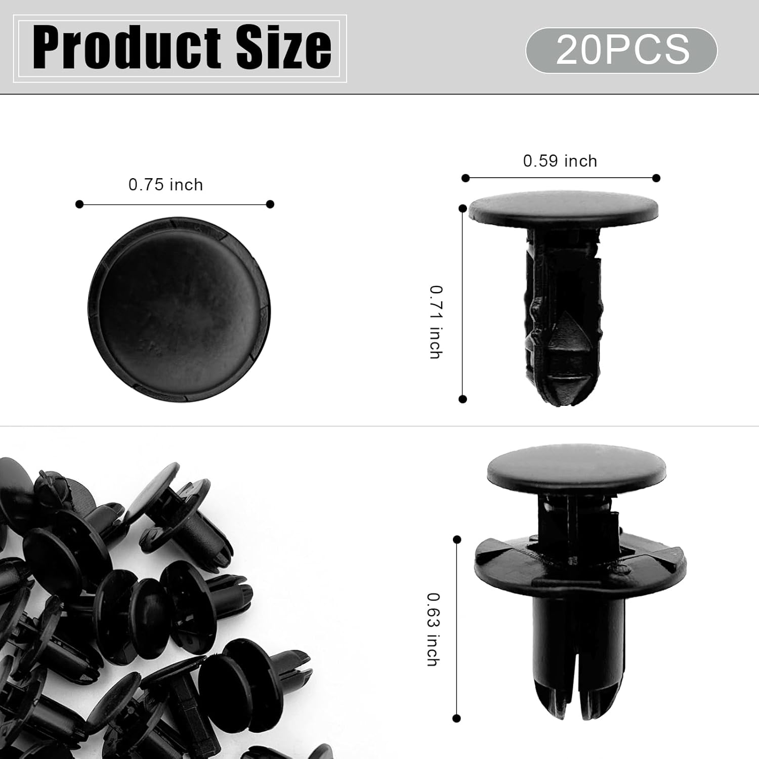 20PCS Type Retainer Clip Fastener, Bumper Engine under Cover Fender Liner Fastener Push-Type Retainer Clip, Compatible with Hyundai Kia Accent, Azera, Equus, Elantra, Genesis, Replaces GM: 86595-2T500 image number 6