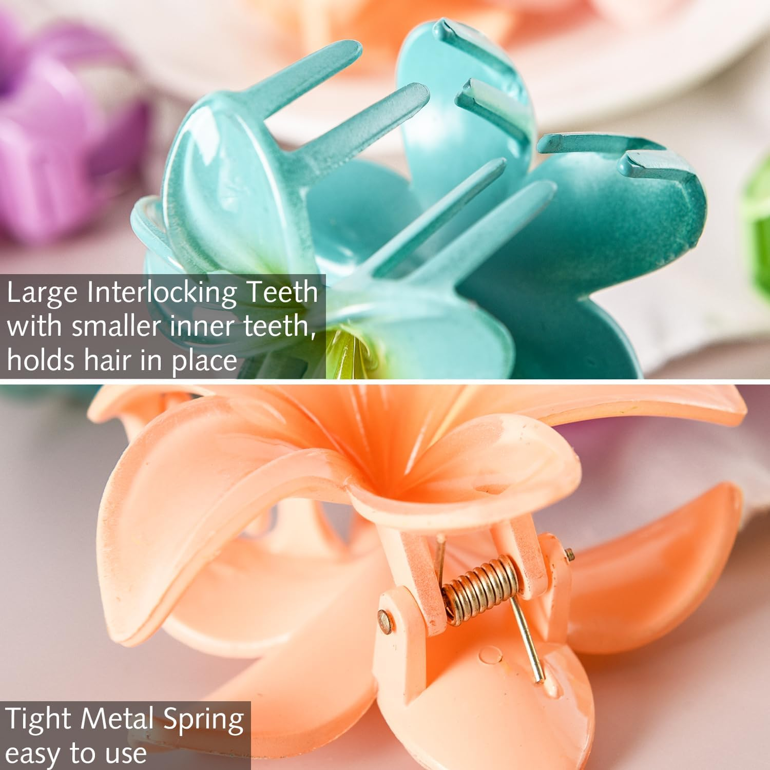 6 Colored Flower Hair Clips, Large Hawaiian Flower Barrette, Cute Hair Clips, Flower Hair Clip for Thick/Thin Hair, Gift Hair Accessories for Women image number 4