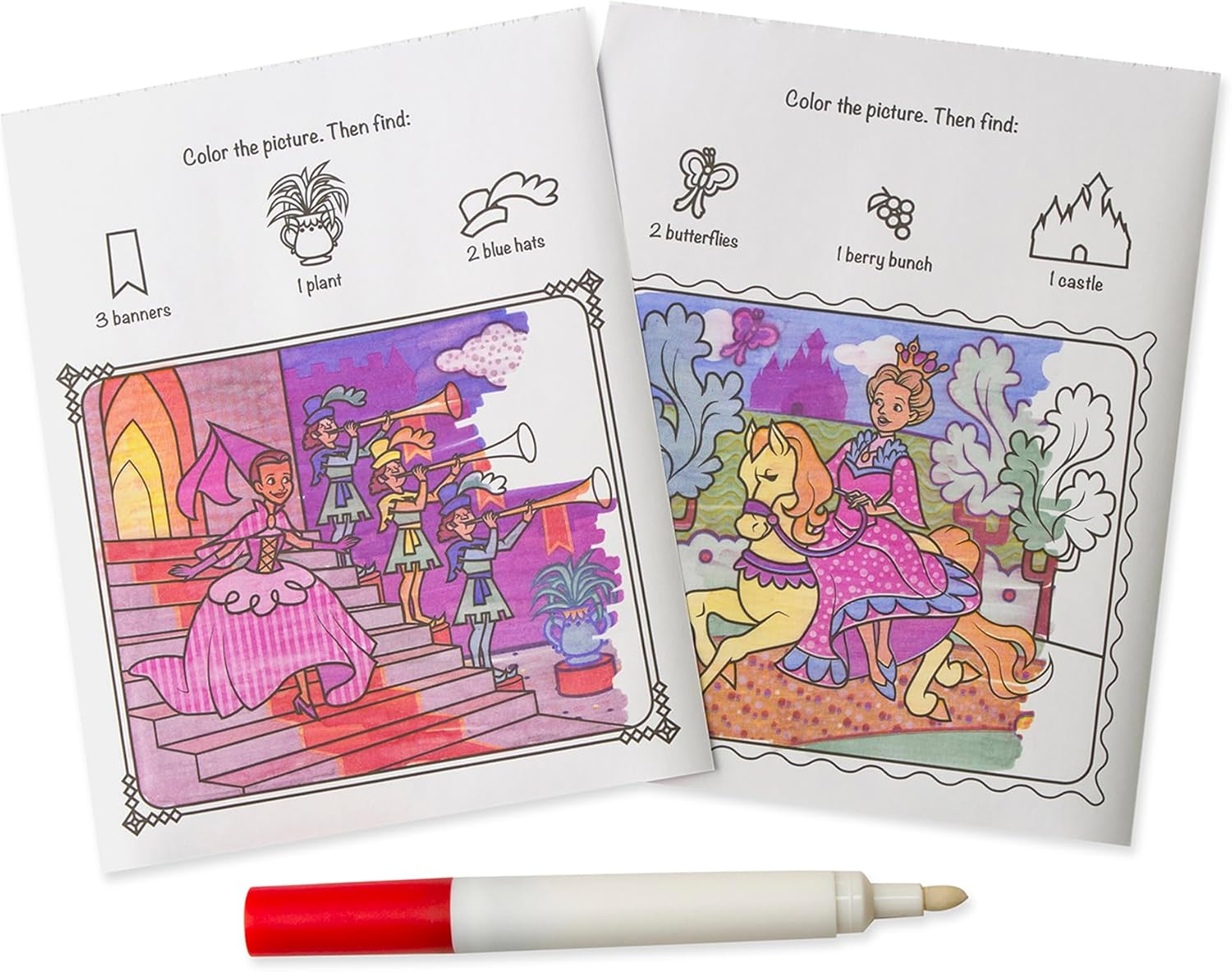 Melissa & Doug 5356 on the Go Colorblast No-Mess Coloring Pad, Princess (24 Color-Reveal Pictures, Invisible Ink Marker) image number 5