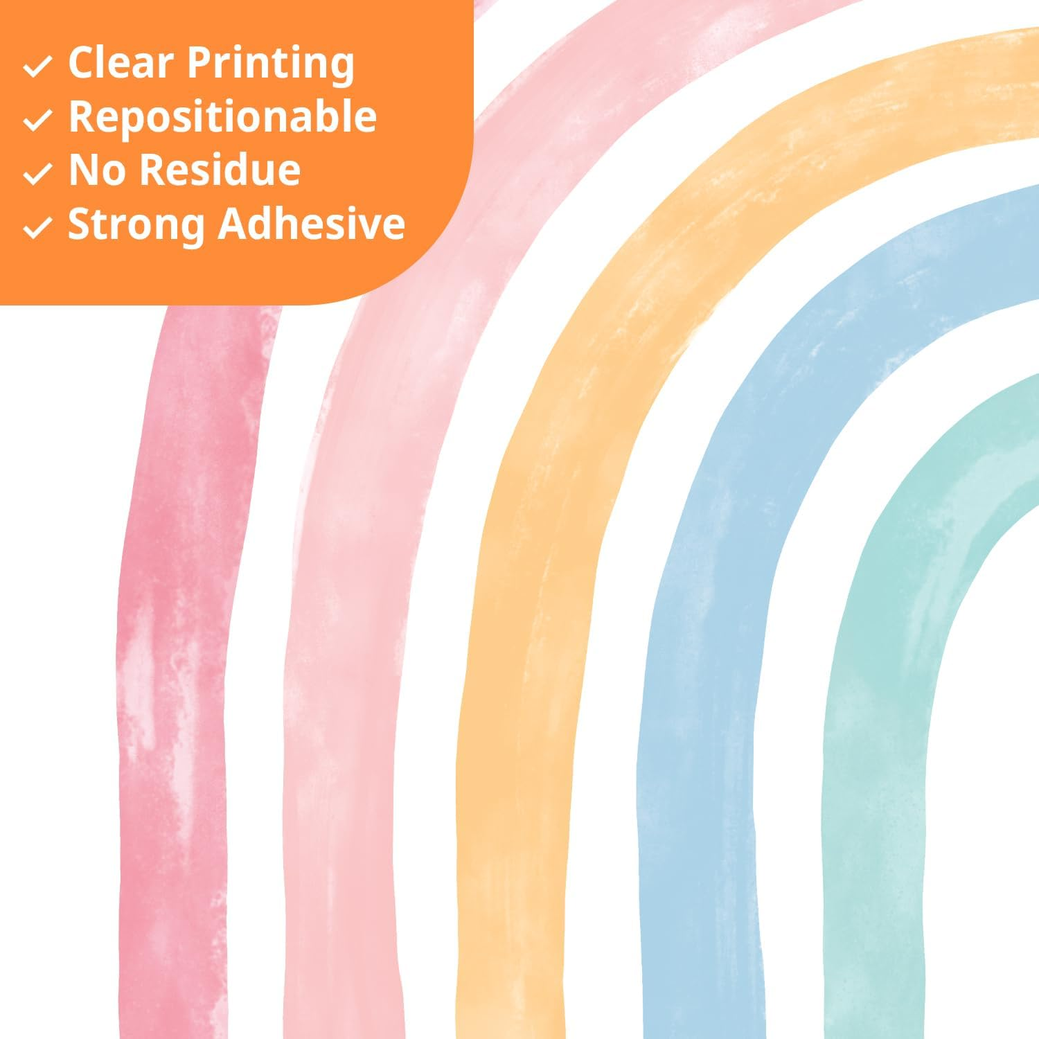 DECOWALL SG4-2429 Watercolor Rainbow Wall Stickers Kids Decals Playroom D&eacute;cor Room Girl Large Nursery Toddler Peel and Stick Baby Art Classroom image number 4