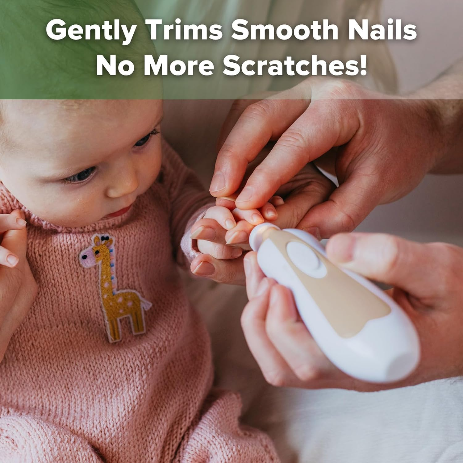 Haakaa Baby Nail File Electric Baby Nail Care Set with LED Light, Baby Nail Clippers for Newborn/Infants/Adults Toes and Fingernails, 6 Replacement Heads & Storage Case, Acorn - Lavender image number 2