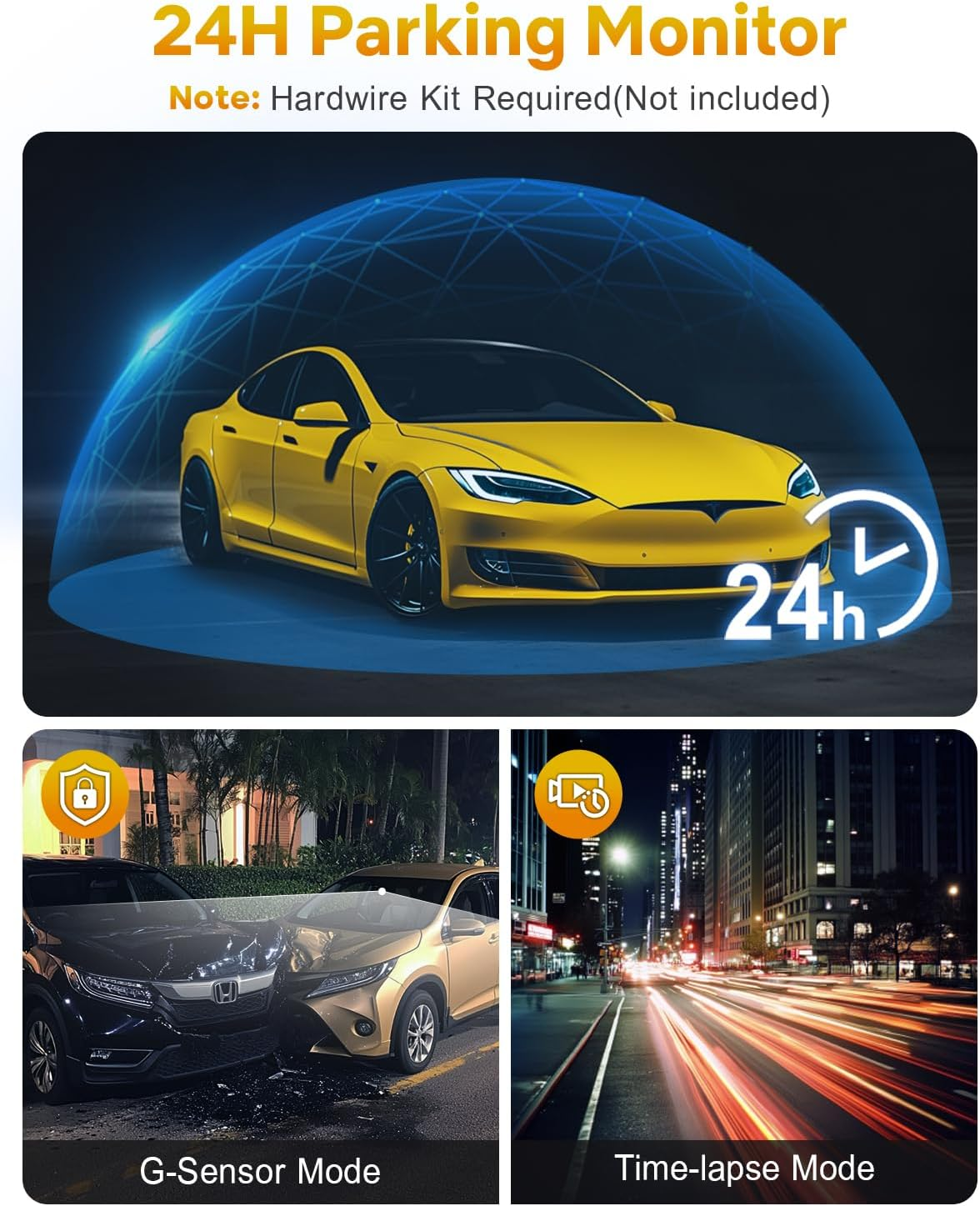 GKU Dash Cam, 4K Dashcam Front, 64GB SD Card Included, 170&deg; Wide Angle Mini Dash Camera for Cars, Car Dash Cam with Parking Monitor, Super Night Vision, G-Sensor,Support 256GB Max image number 1