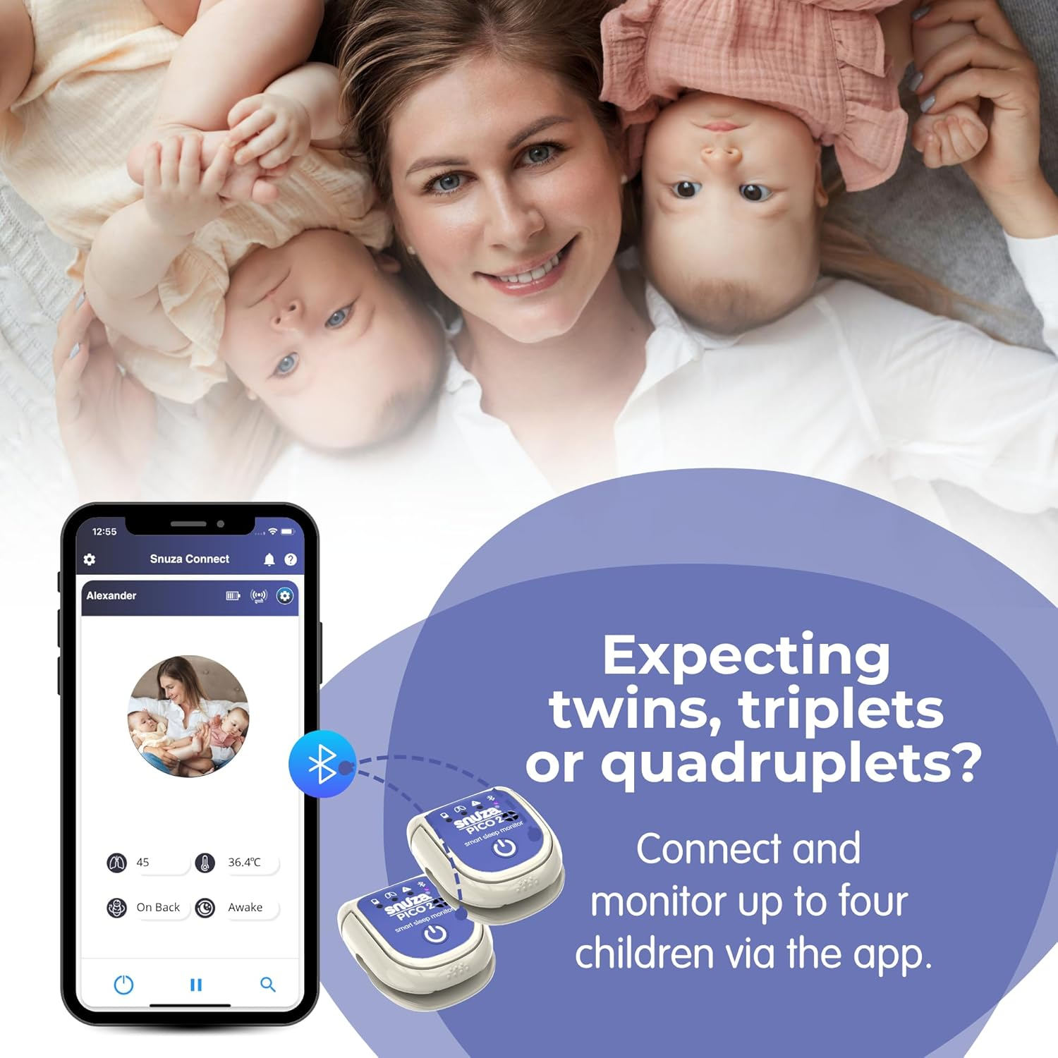 Snuza Pico 2 &ndash; Smart Sleep Monitor | Connect to App or Use as Standalone Device | Tracks Movement, Sleep Patterns, Body Position & Skin Temperature | Real-Time Alerts for Safer Sleeping image number 4