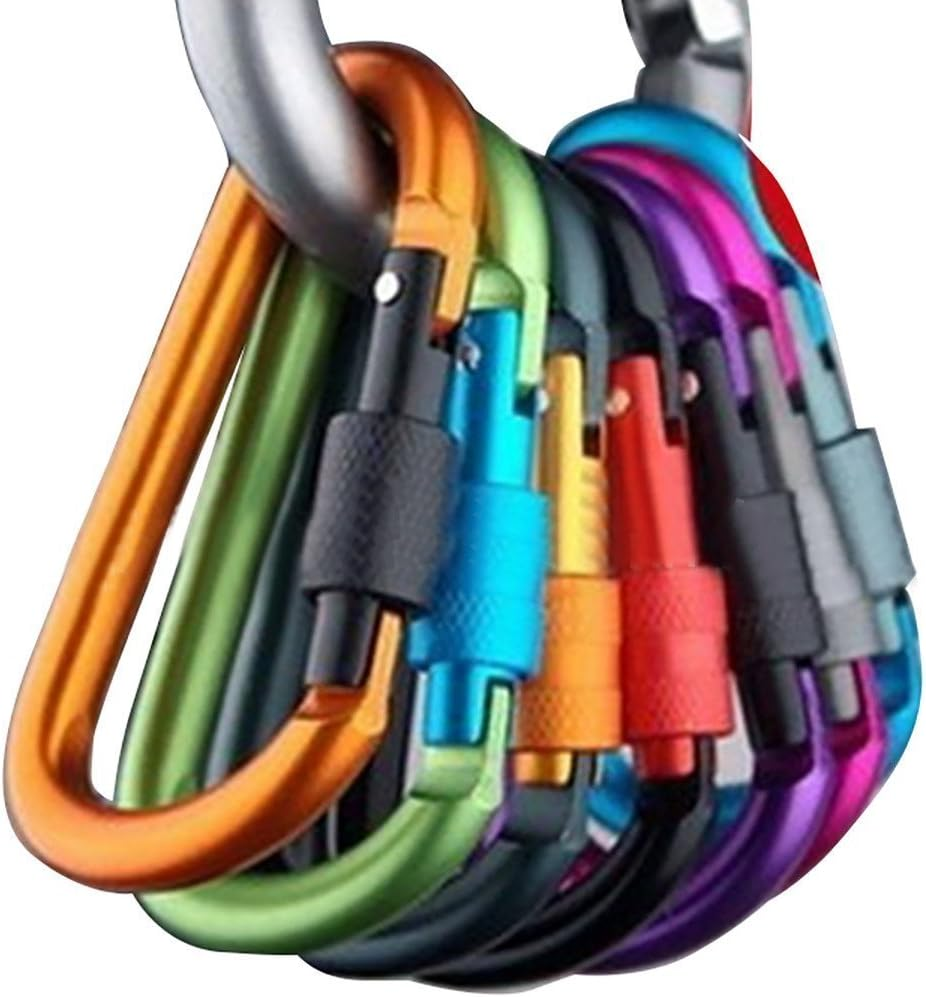 Onwon Aluminum Carabiner D-Ring Locking Key Security Camping Climbing Hiking Keychain (10 PCS) image number 4