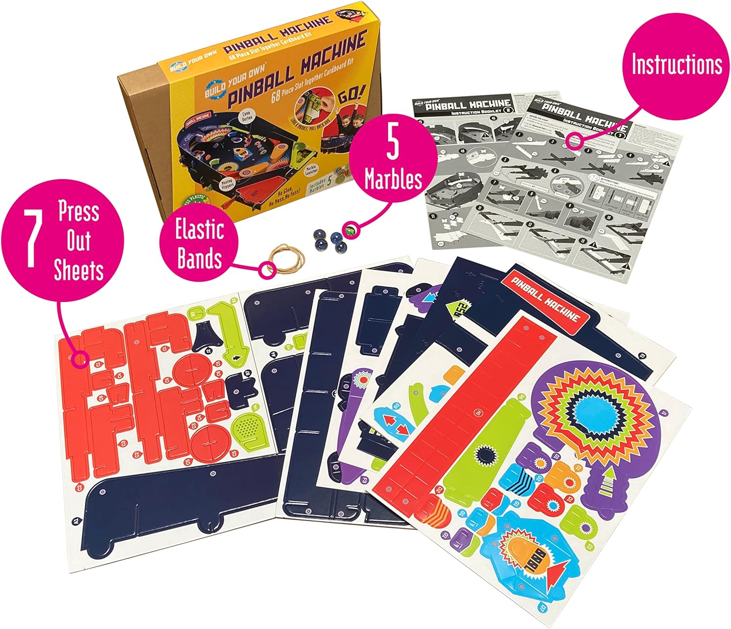 Build Your Own Working Pinball Machine - Arcade Classic Retro Toy - Eco Friendly Cardboard Craft Kit - Ages 8+ image number 3