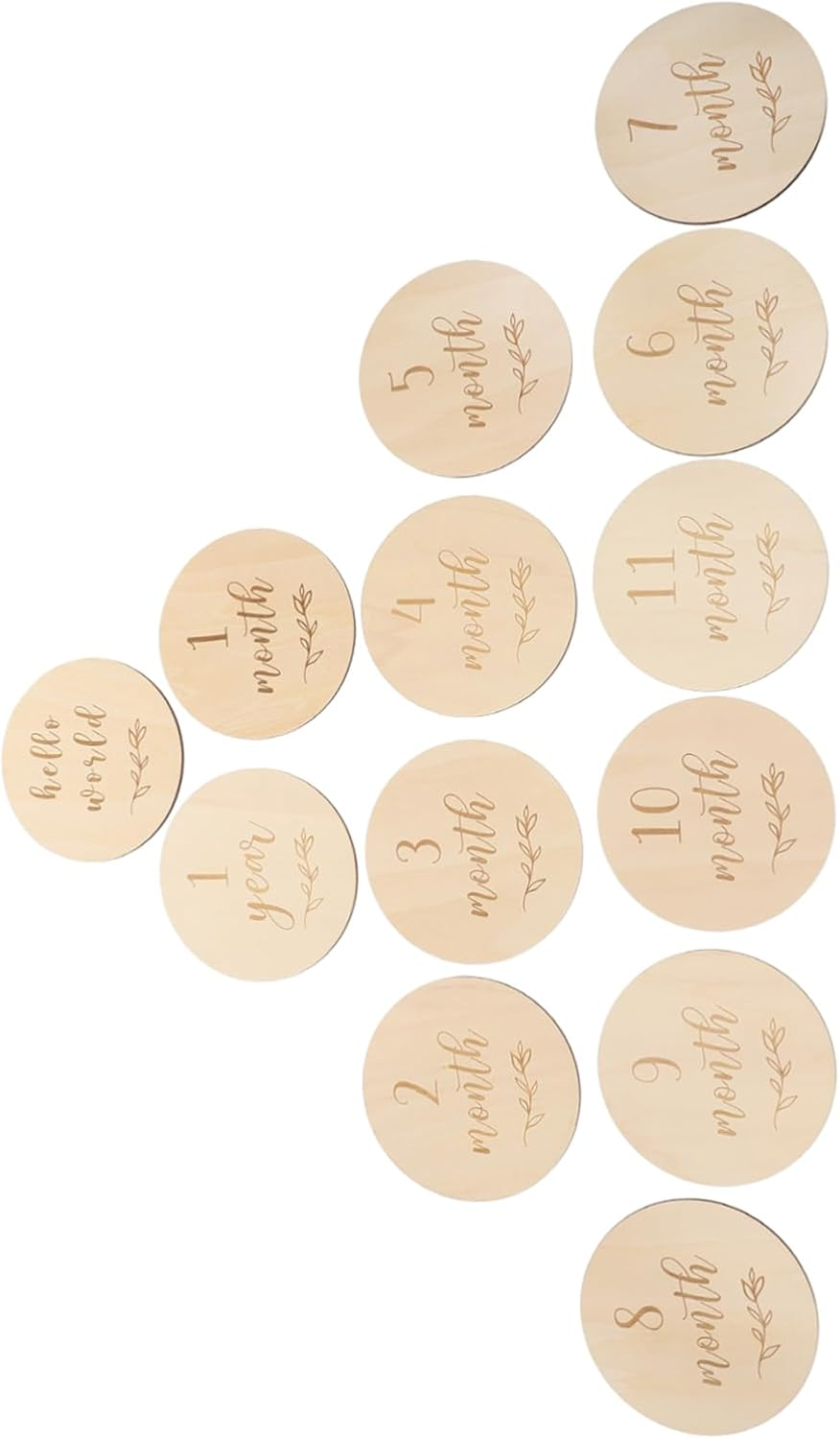 Wooden Baby Milestone Growth Cards Infant Monthly Birthday Announcement Photo Props Newborn Commemorative Set 13Pcs for Baby Shower and First Year image number 4