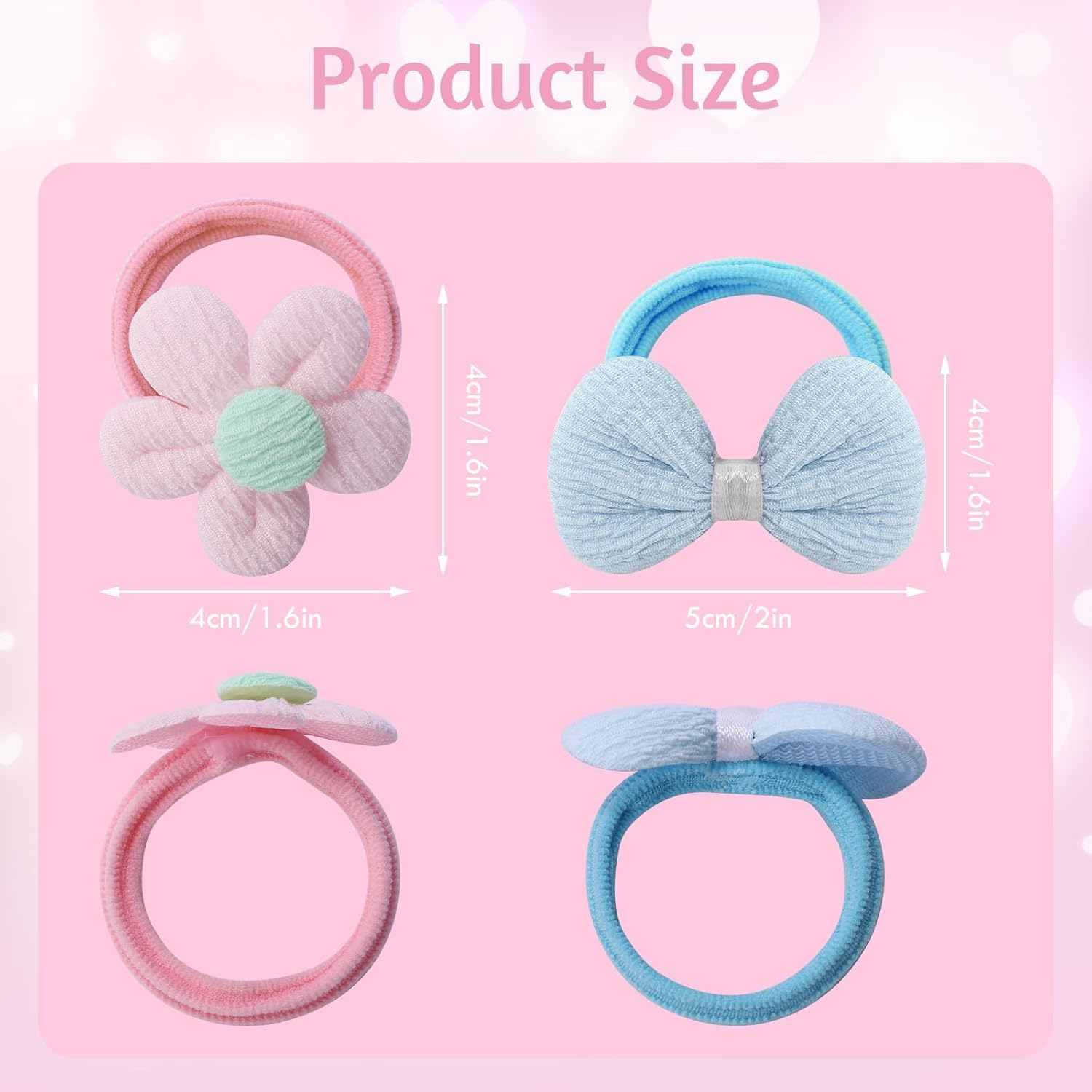 Toddler Hair Ties, 24 Pcs Small Hair Ties, No Crease Baby Hair Ties, Hair Tie Bows Cute Flower Elastic Scrunchies, Little Girls Hair Accessories for Baby Girls Infants Toddlers Kids image number 2