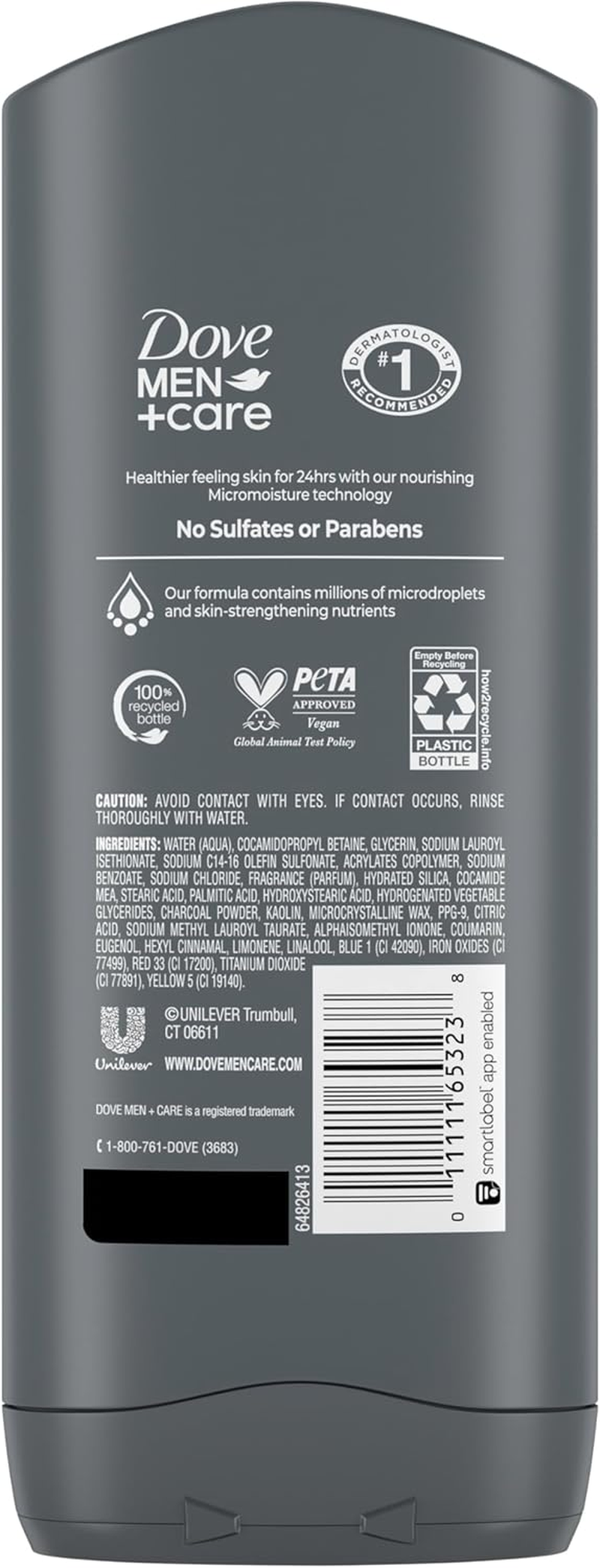 Dove Men+Care Elements Body Wash Charcoal and Clay 13.5 Ounce image number 3