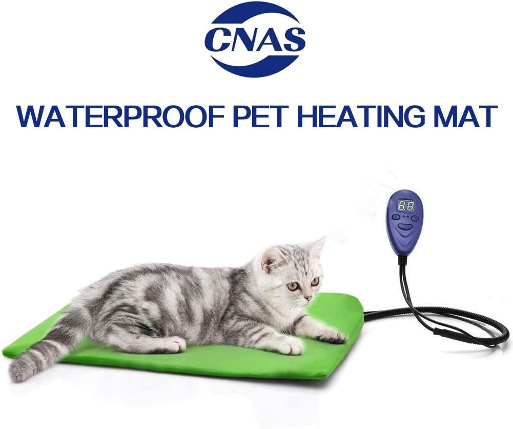 Outdoor Waterproof Electric Pet Dog Heating Pad Cat Puppy Heated Warming Bed Mat Thermal Protection Kennel Heater Safe AU Standard (40X30Cm Green)