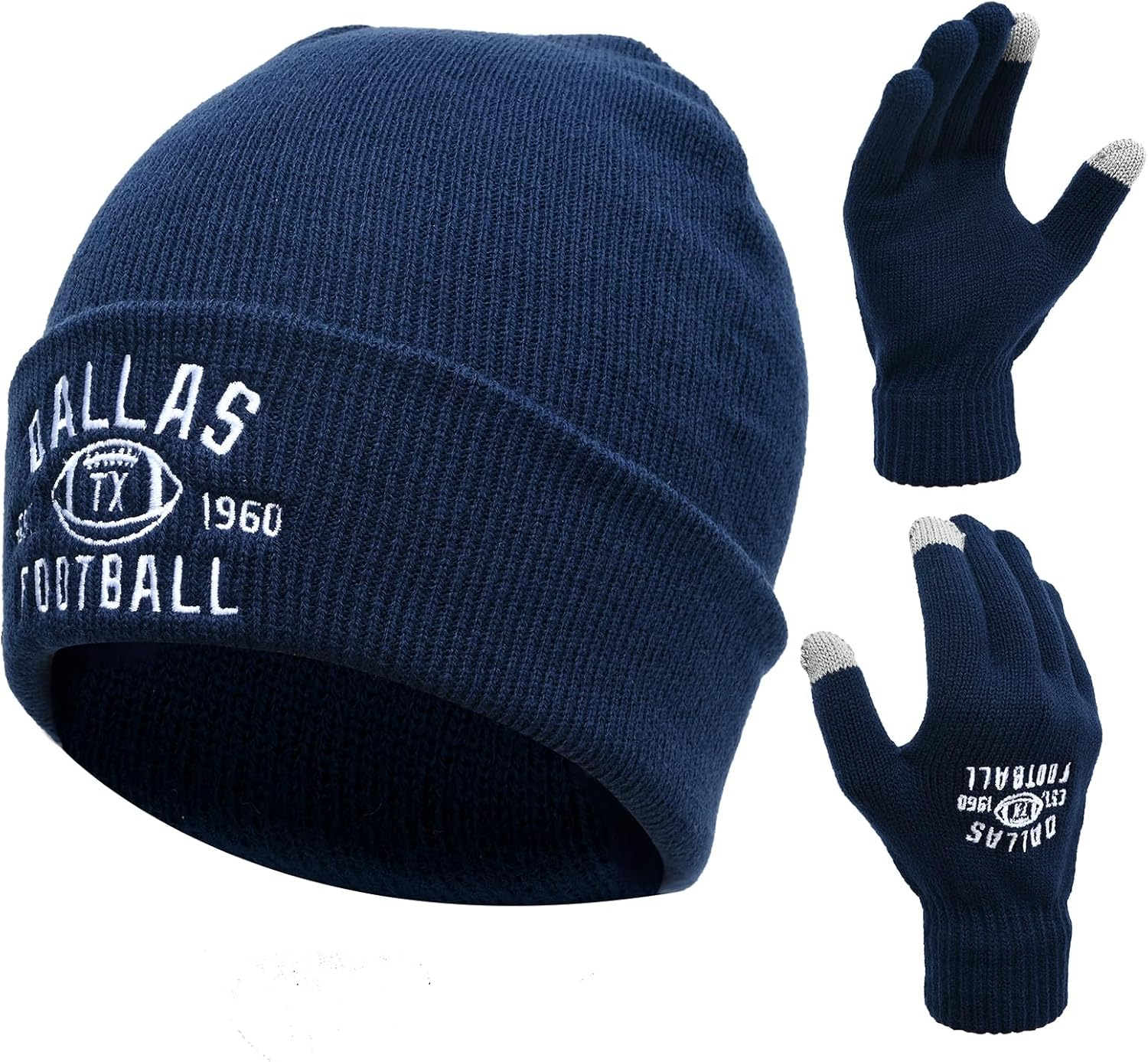 Vintage Classic Skull Cap Embroidery Beanie Fasion Hat Cuffed Winter Hat Knit Comes with Warm Gloves Gifts for Men Women Fans