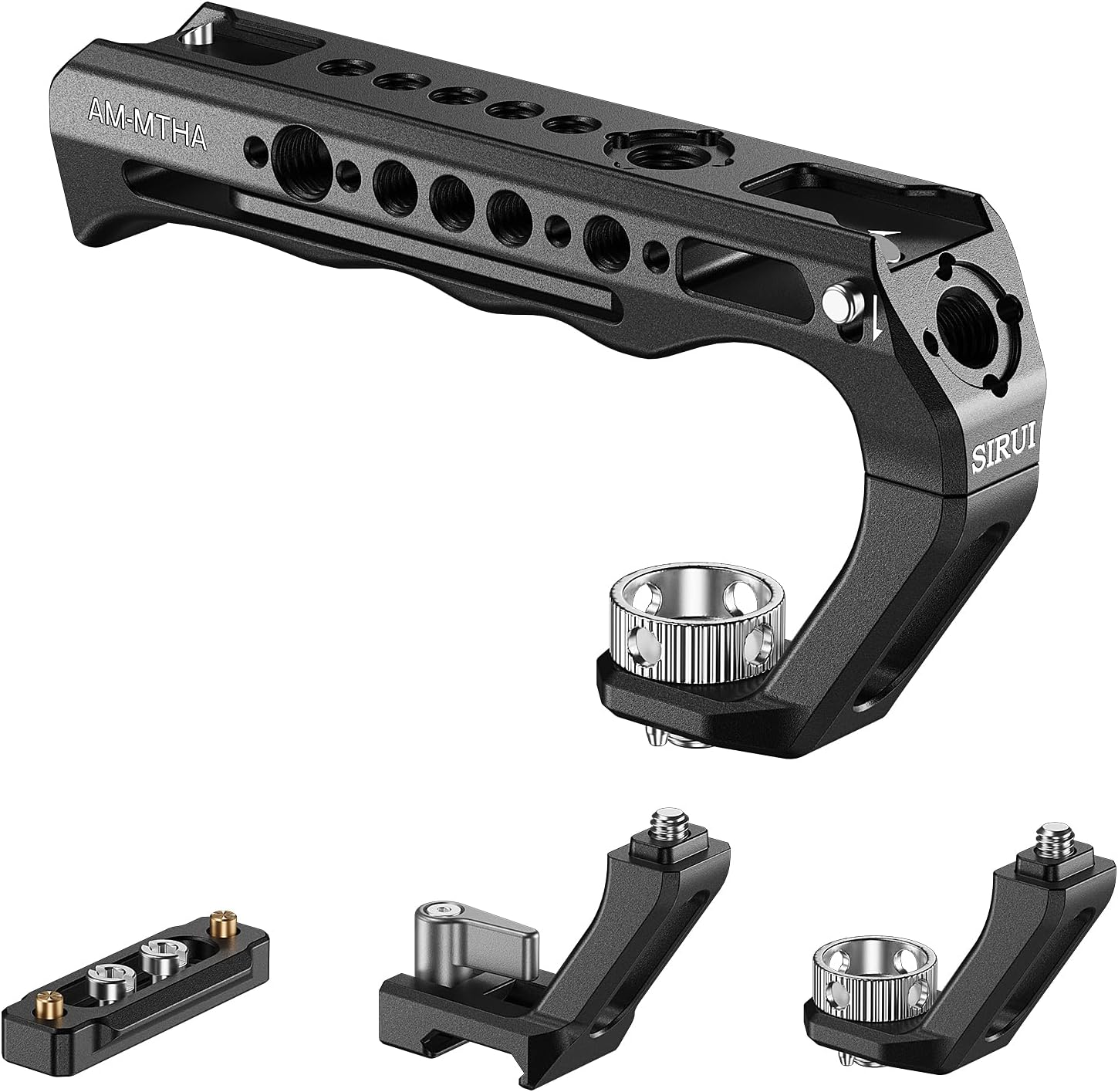 SIRUI 2 in 1 Top Handle with Locating Mount for ARRI or NATO Mount, All-Aluminium Camera Cage Handle Grip with Cold Shoe with Safety Pin, Multiple Threaded Holes, AM-MTHA, Pack of 1 image number 1