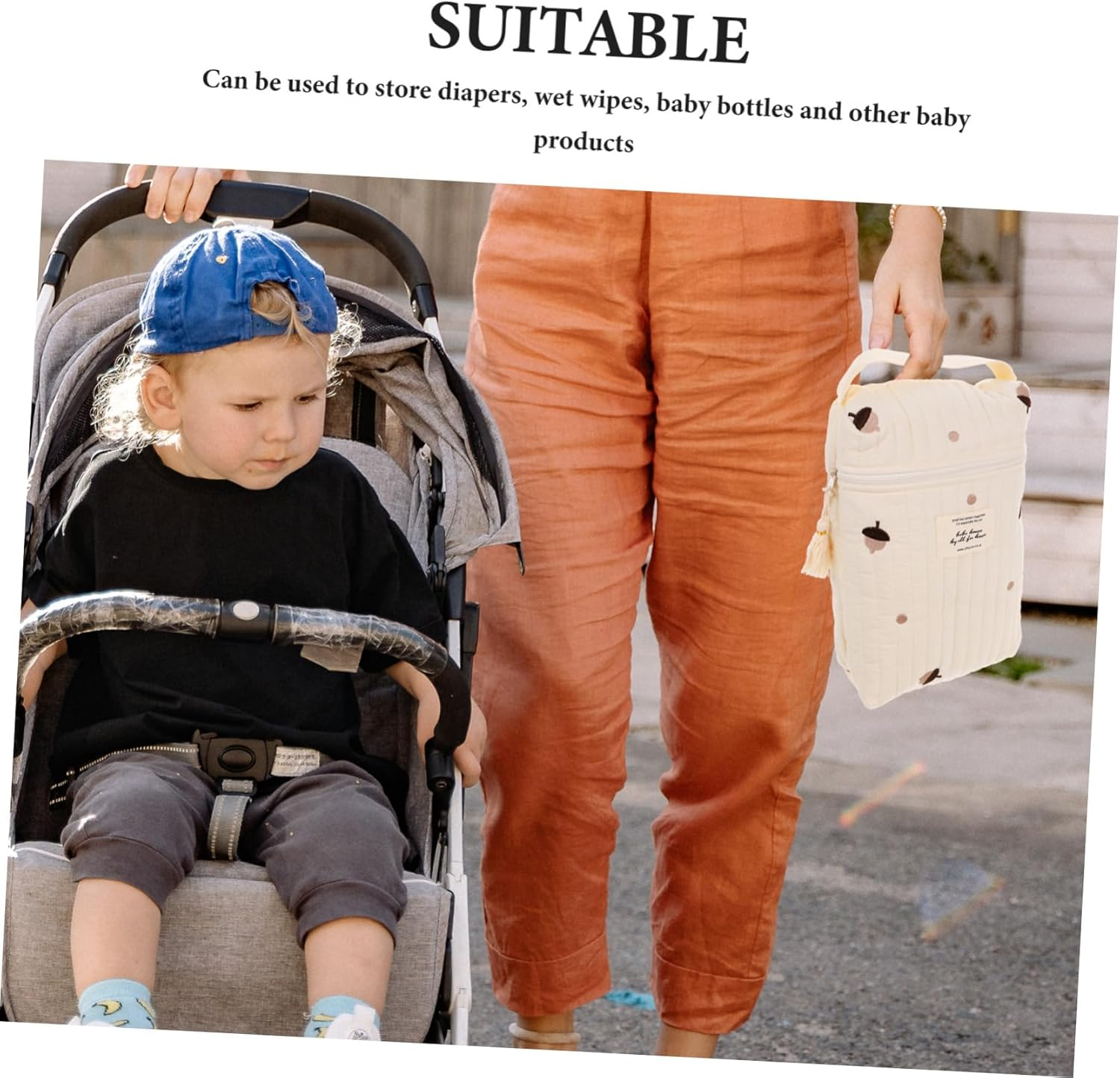 Portable Diaper Bag Tote Nappy Changing Bag for Mom Stroller Hanging Storage image number 6