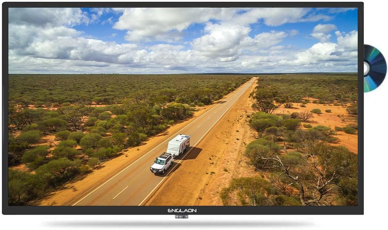 ENGLAON 24 Inch HD TV with LED 12V Display and Built-In DVD Player for Caravan Motorhome Camper Boat or RV image number 6