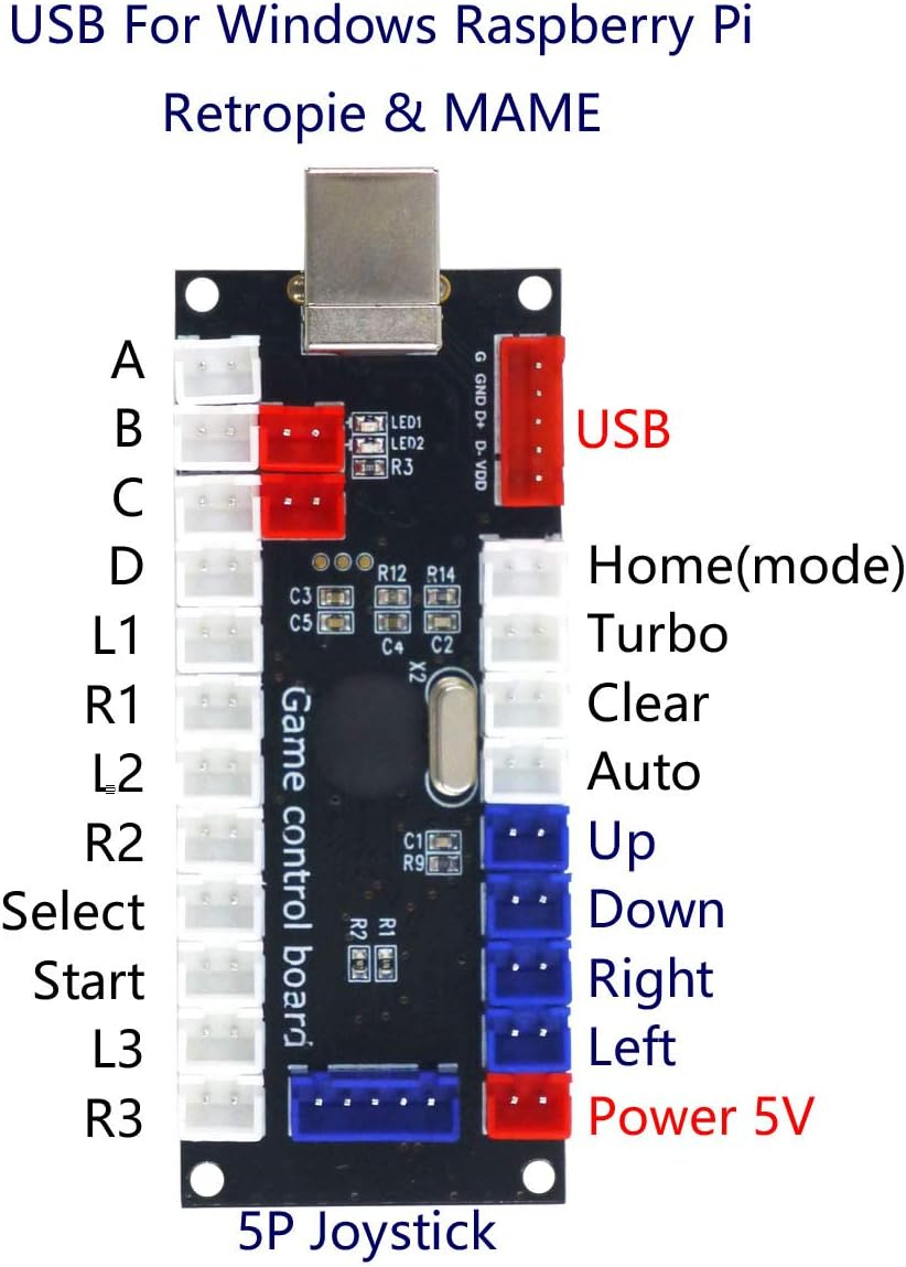 SJ@JX Arcade Game Controller USB Encoder Zero Delay 2 Player to Joystick Button for PC MAME Raspberry Pi Retro image number 3