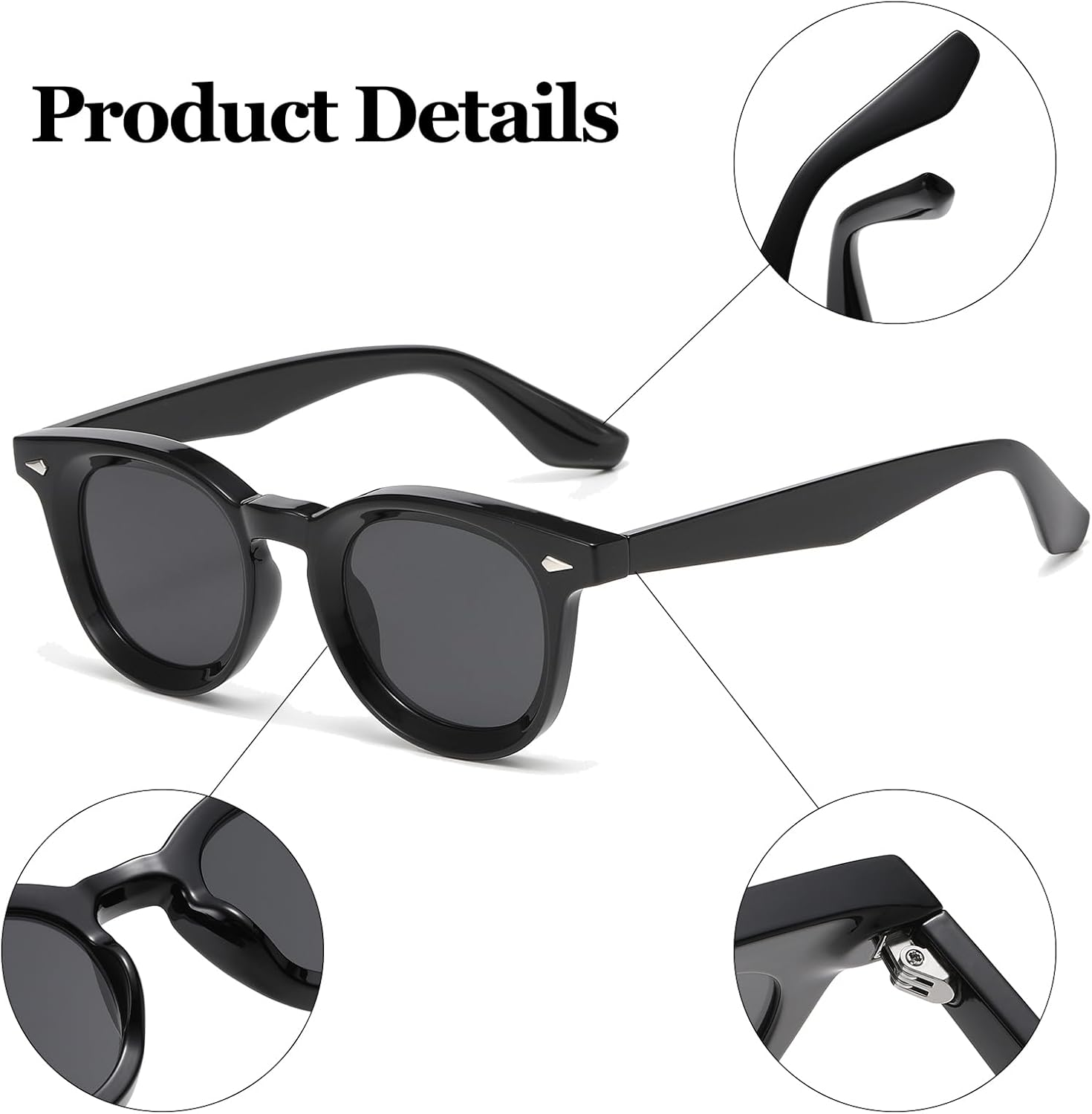 LJCZKA Retro round Sunglasses for Men Women Small Vintage round Sunglasses Classic Circular Shades with UV400 Protection - Gradient Brown, Hawksbill 1 image number 4