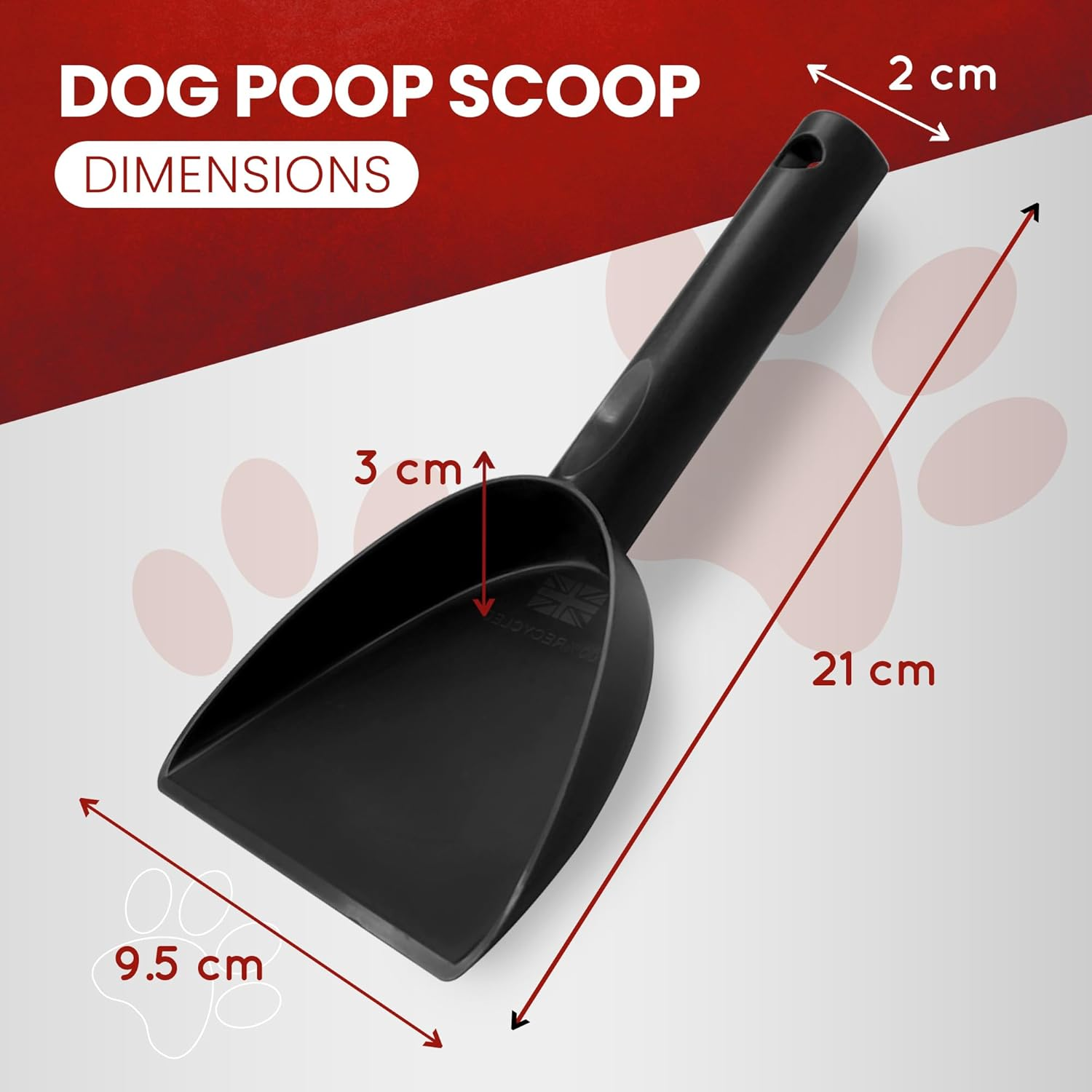 100% Recycled Dog Poo Cleaner Poop Scooper Pooper Scoop Waste Bag Shovel 21Cm for Small Medium Size Dogs Pet Biodegradable Outdoor Pooch Garbage Picker Dispenser Puppy Walk Holder Portable Collector image number 1