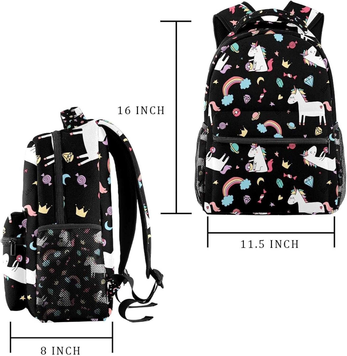 Unicorn Dreams Pattern Backpack Students Shoulder Bags Travel Bag College School Tote Backpacks image number 2