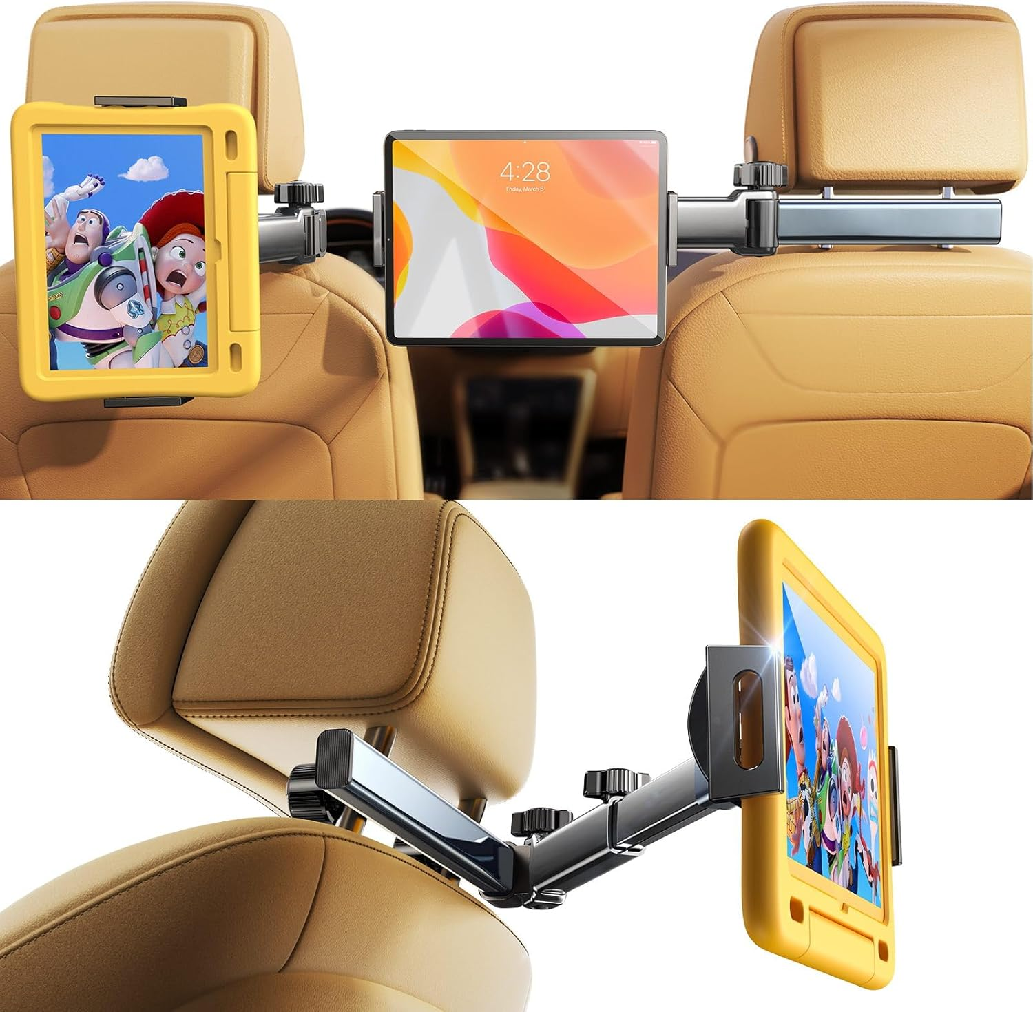 LISEN 3 in 1 for Ipad Holder for Car Accessories for Women Interior Road Trip Essentials Camping Tablet Holder Backseat Car Organizer Car TV for Backseat Headrest Ipad Car Mount Kids Fire Tablet image number 6