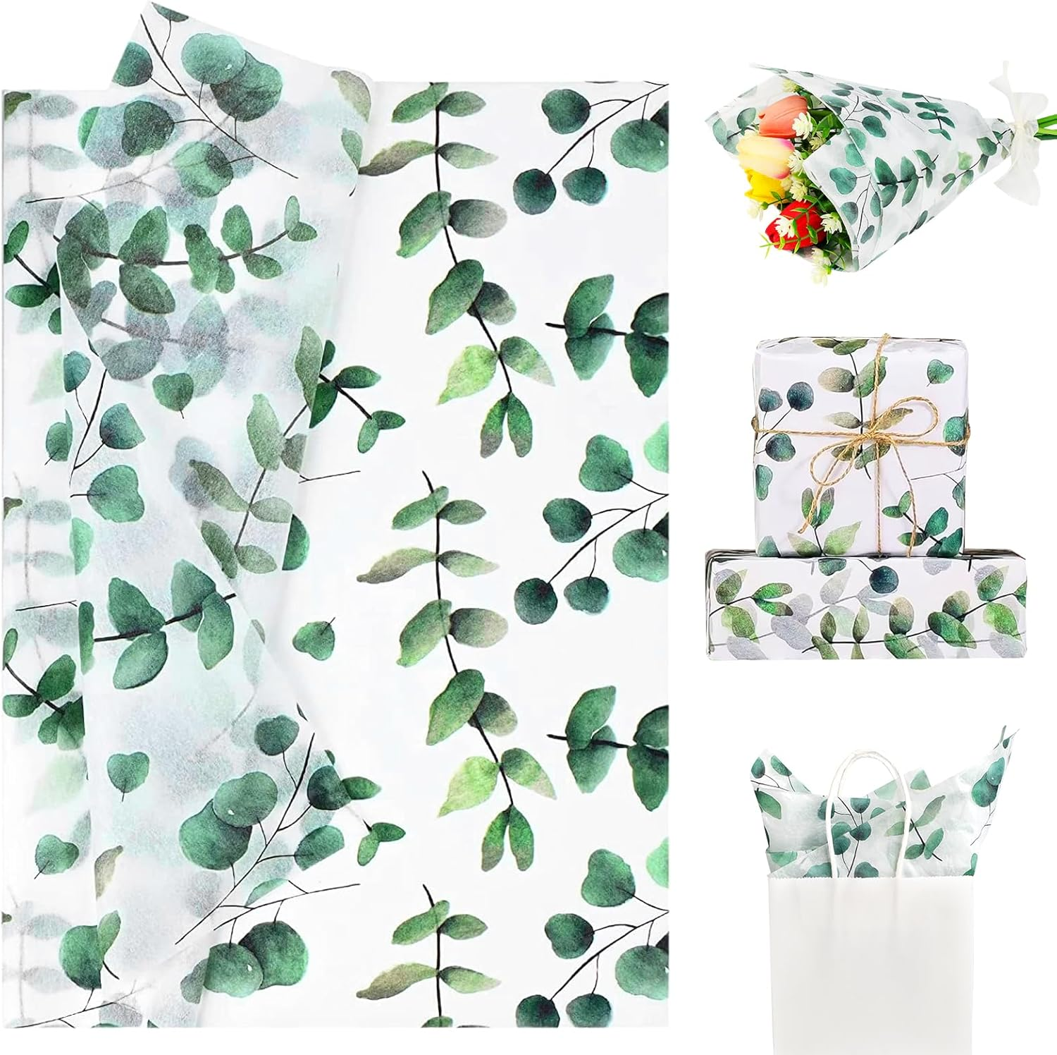 ZCOINS 100 Sheets 20" X 14" White Tissue Paper Wrapping Bulk for Filling Gift Bags Boxes, Wrapping Clothing Gifts, White Tissue Paper Sheets for Retail Presents Wedding Christmas Birthday Bridal Party DIY Crafts