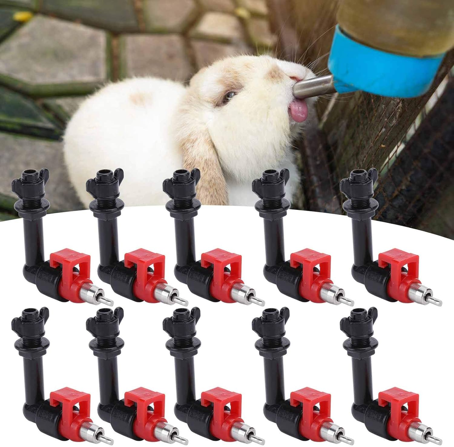 Pack of 10 Automatic Nipple Drinkers and Feeders for Poultry - Efficient System for Easy Feeding - Ideal for Small Animals and Farm Use image number 4