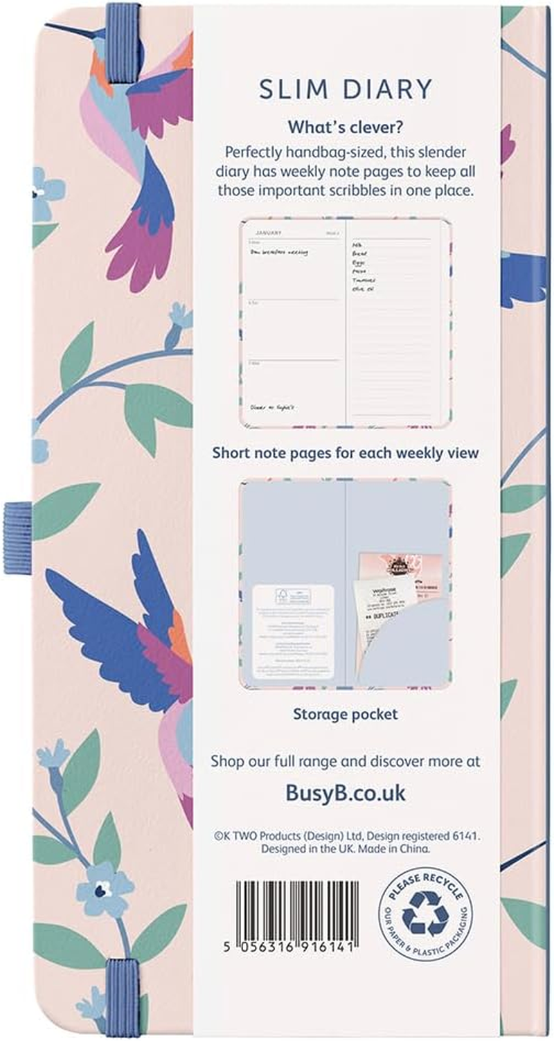 Busy B 2026 Slim Weekly Planner Diary with Birds Cover - Compact Design Pocket Diary, Week to View Layout, Notes Pages & Storage Pocket - Handbag-Sized Journal for Organisation image number 6