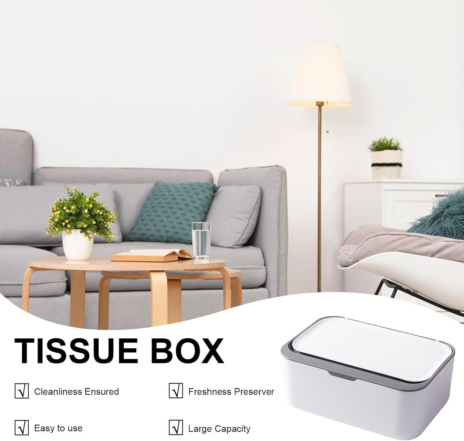 Dryer Sheet Holder with Lid - Tissue Box Holder, Laundry Room Organization Box, Square Tissueholder Napkin Dispenser, Easy Access for Laundry Room, for Dryer Balls, Clothes Pins, Laundry Pods image number 2