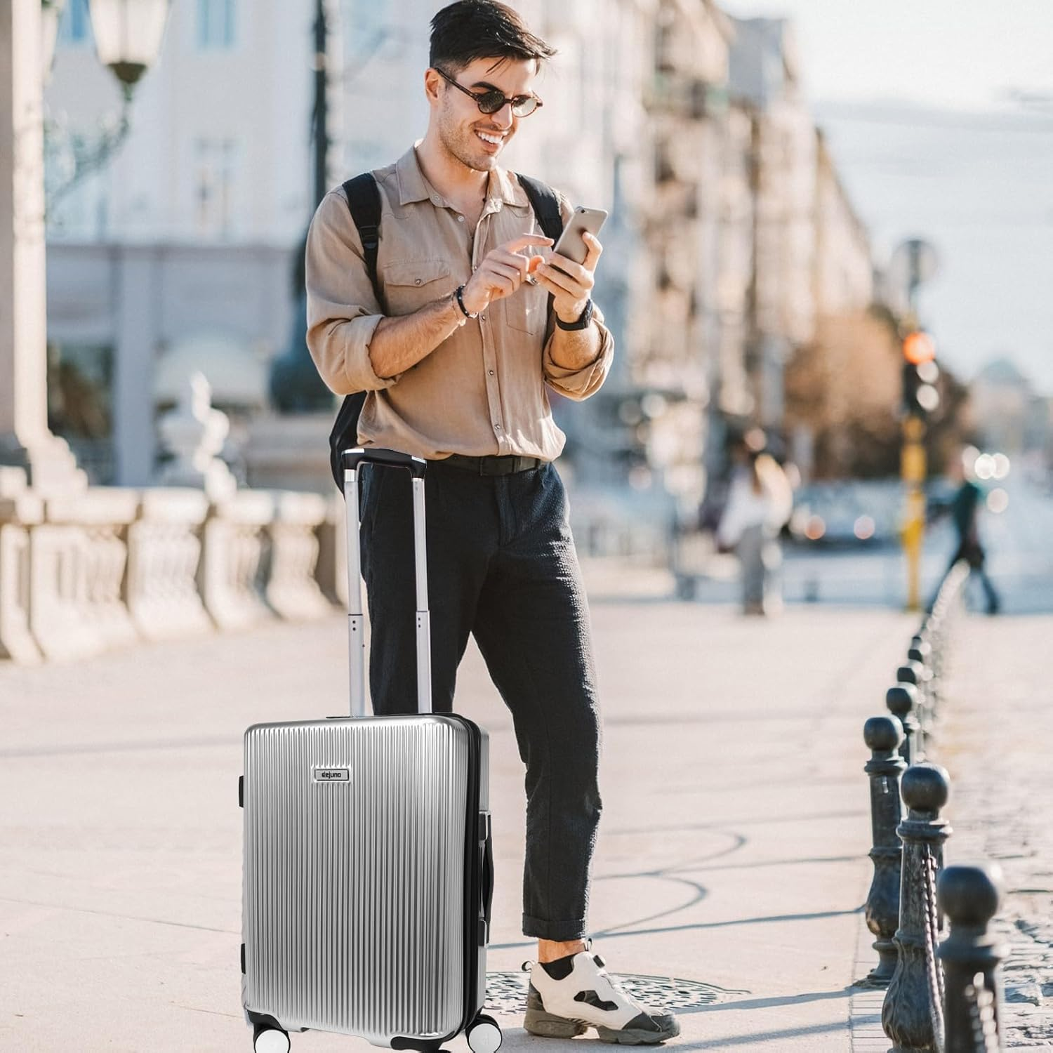 World Traveler Dejuno Monarch Lightweight Hardside Polycarbonate Expandable Spinner Luggage with TSA Lock, Titanium, 20-Inch Carry-On, Dejuno Monarch Lightweight Hardside Polycarbonate Expandable image number 5