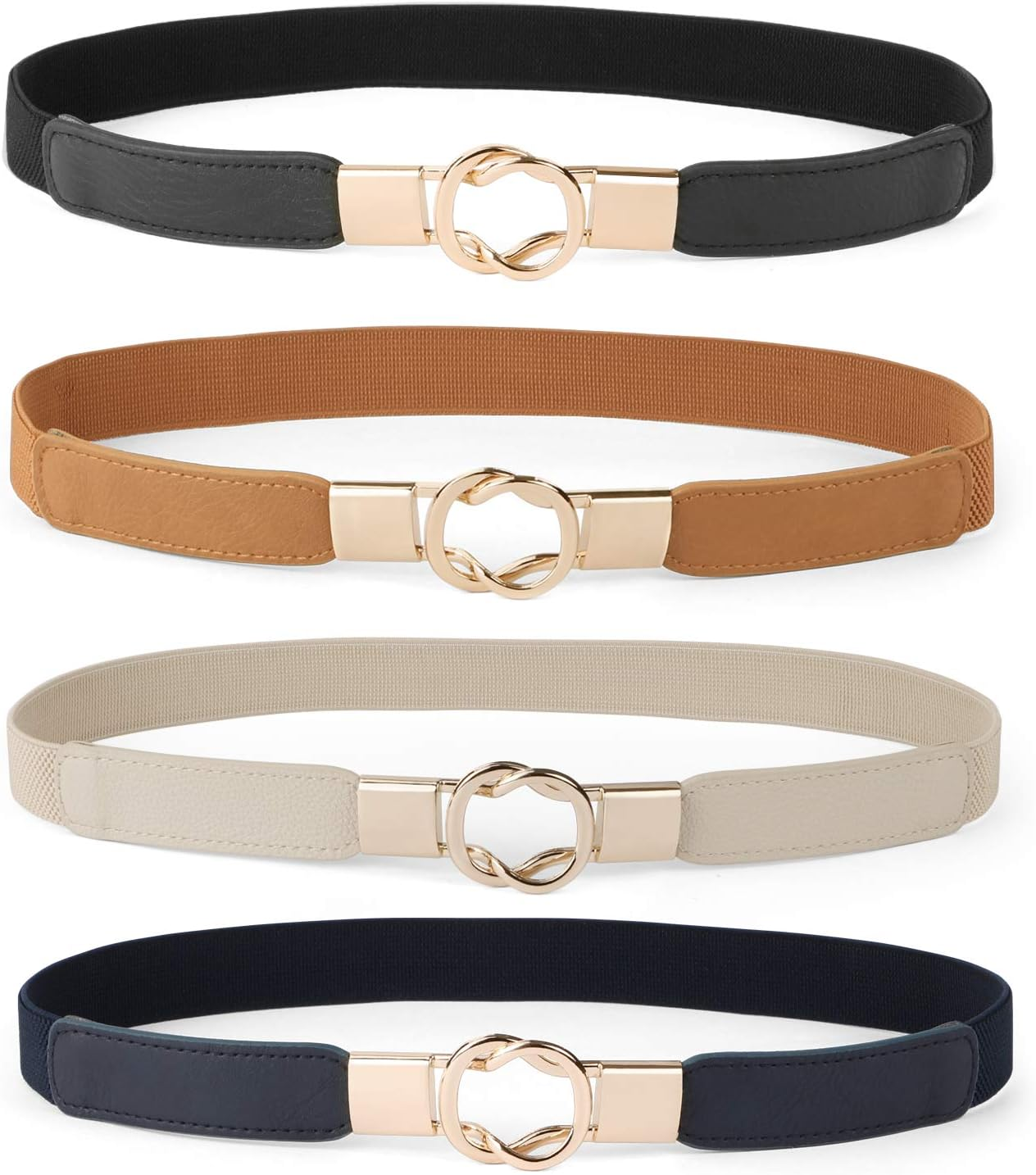 Women Skinny Belt for Dresses Retro Stretch Ladies Waist Belt plus Size Set of 4