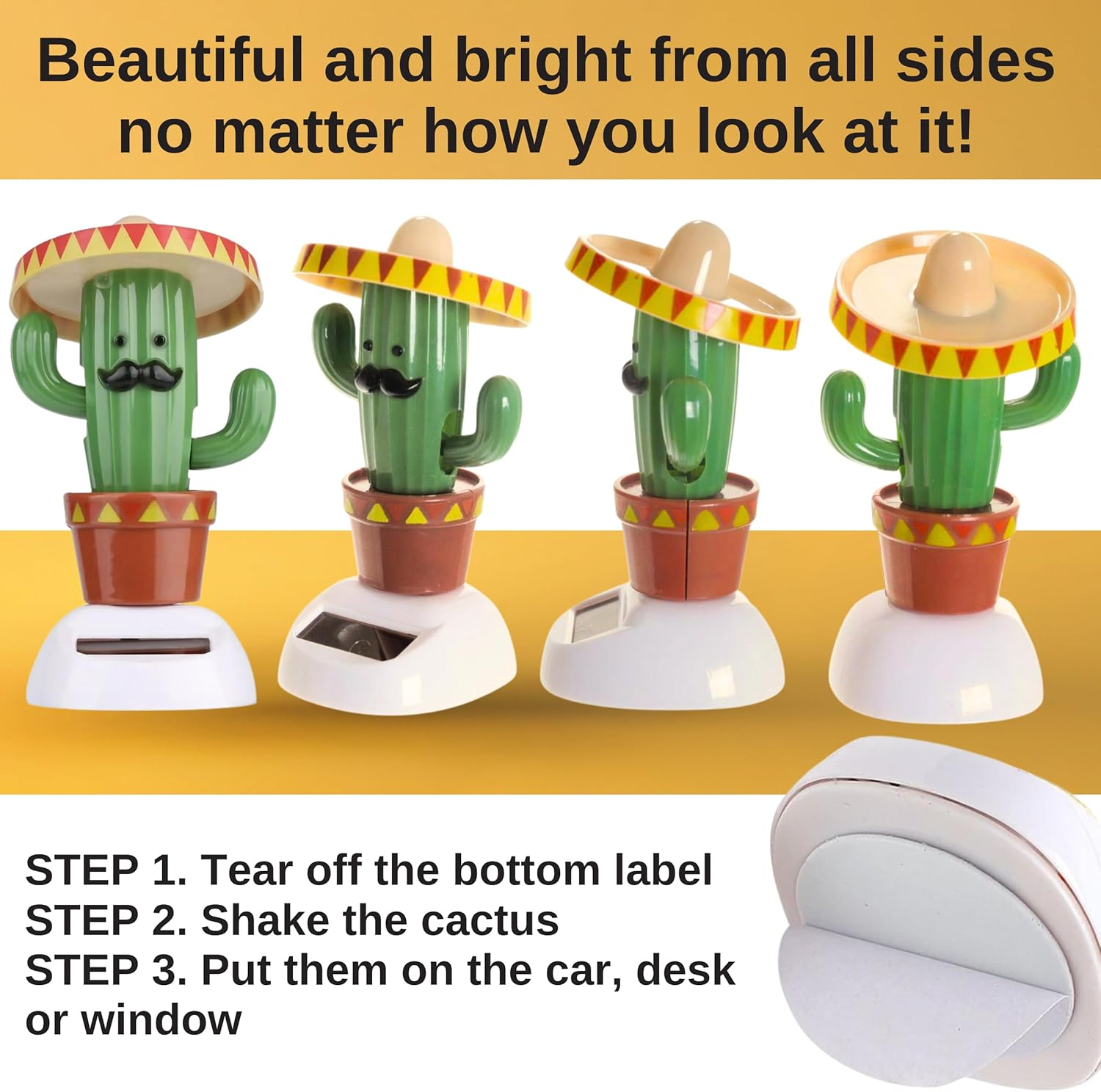 Solar Powered Dancing Cactus Toy &ndash; Sun Power Swinging Animated Bobble Dancer Solar Toys for Car Dashboard Dancing Cactus Holiday Car Decoration Solar Figures for Office Home Desk image number 5