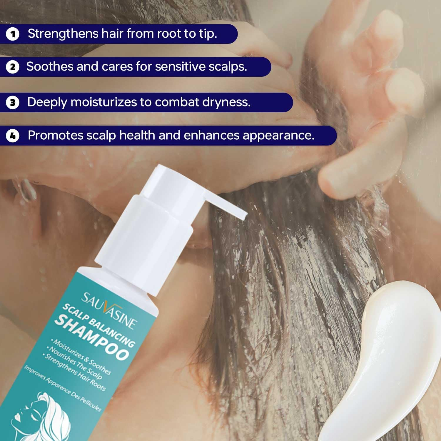 Scalp Balancing Shampoo, Moisturising and Strengthening Formula for Sensitive Scalps, 100Ml image number 4