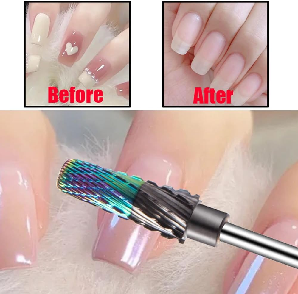 Yakamoz 5 in 1 Nail Drill Bit, 3/32" Shank Multifunctional Replacement Tungsten Steel Nail File Bits Remove Acrylic Hard Gel Nail Polishing Head for Electric Manicure Pedicure Drill Machine image number 1