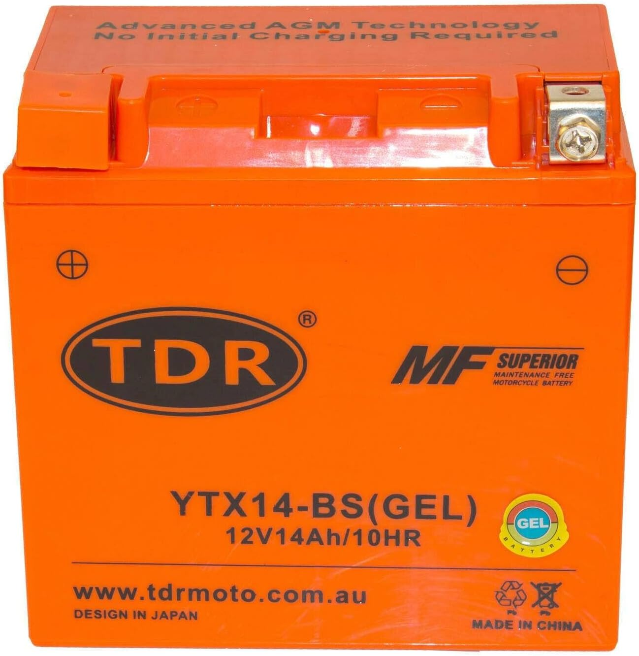 TDR GEL 12V 14AH YTX14-BS 200CCA Motorcycle ATV Quad UTV Battery image number 2